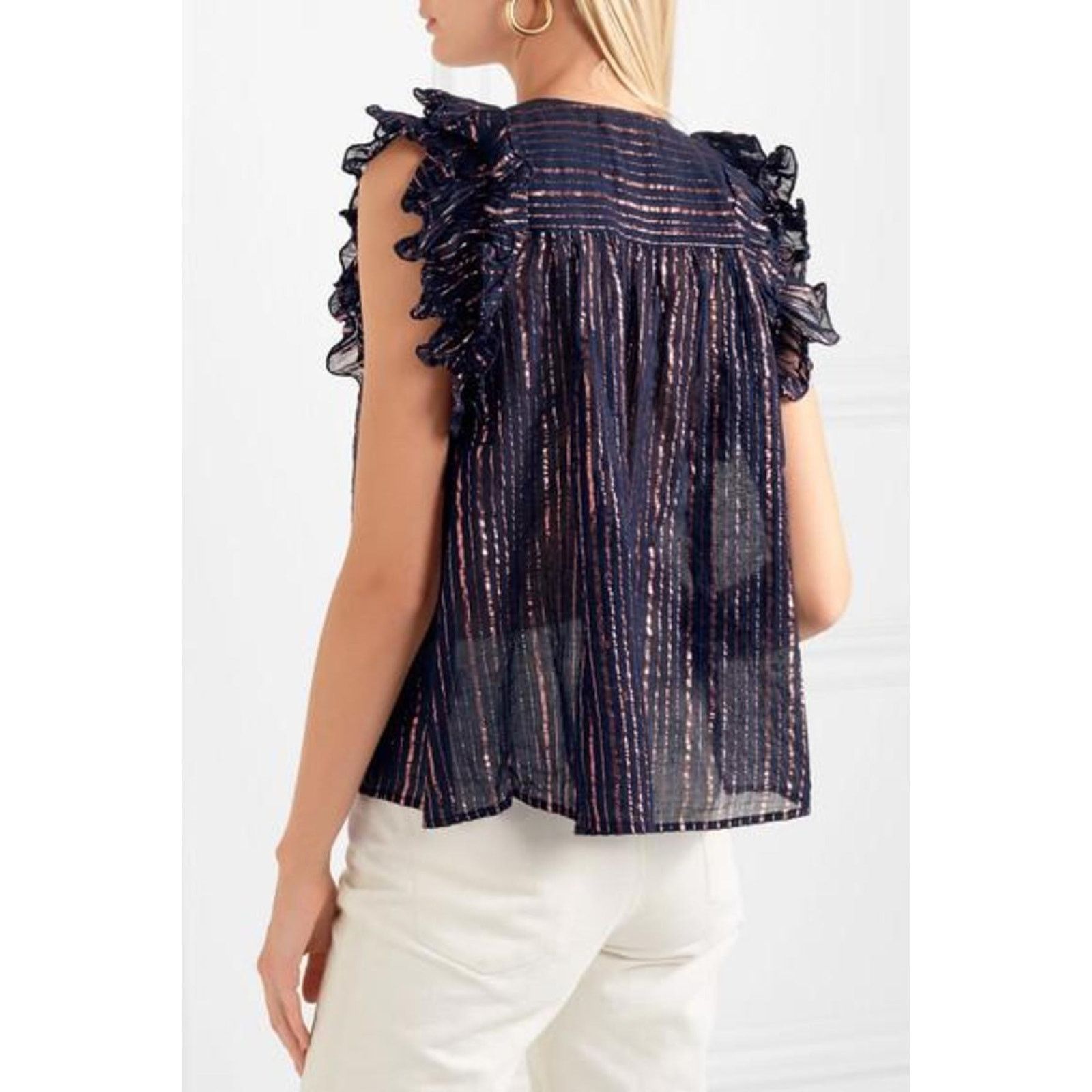 Ulla Johnson Ulla Johnson Cora Metallic Striped Top $210 size 4 Size S / US 4 / IT 40 - 3 Thumbnail