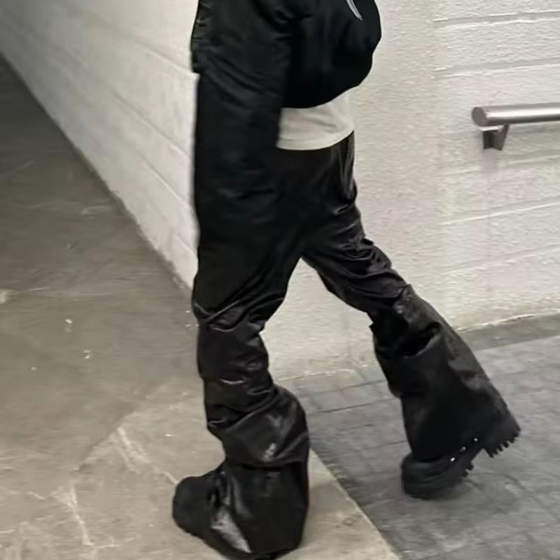 VIBE Wide Leg Glossy Pu Leather Pants Size US 33 - 5 Thumbnail