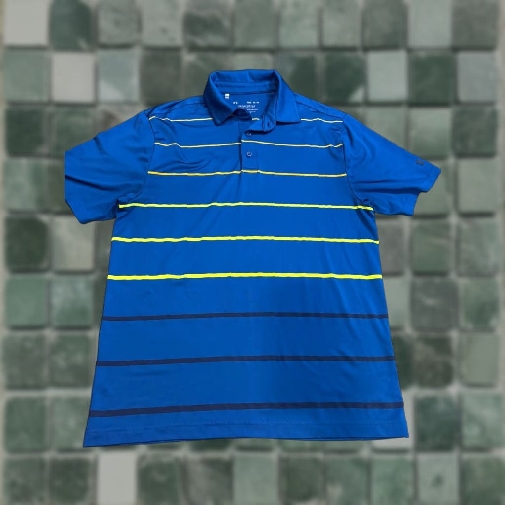 Under Armour Under Armour Polo Shirt Mens Medium Blue Striped “The Playoff Polo” Short Sleeve Size US M / EU 48-50 / 2 - 1 Thumbnail