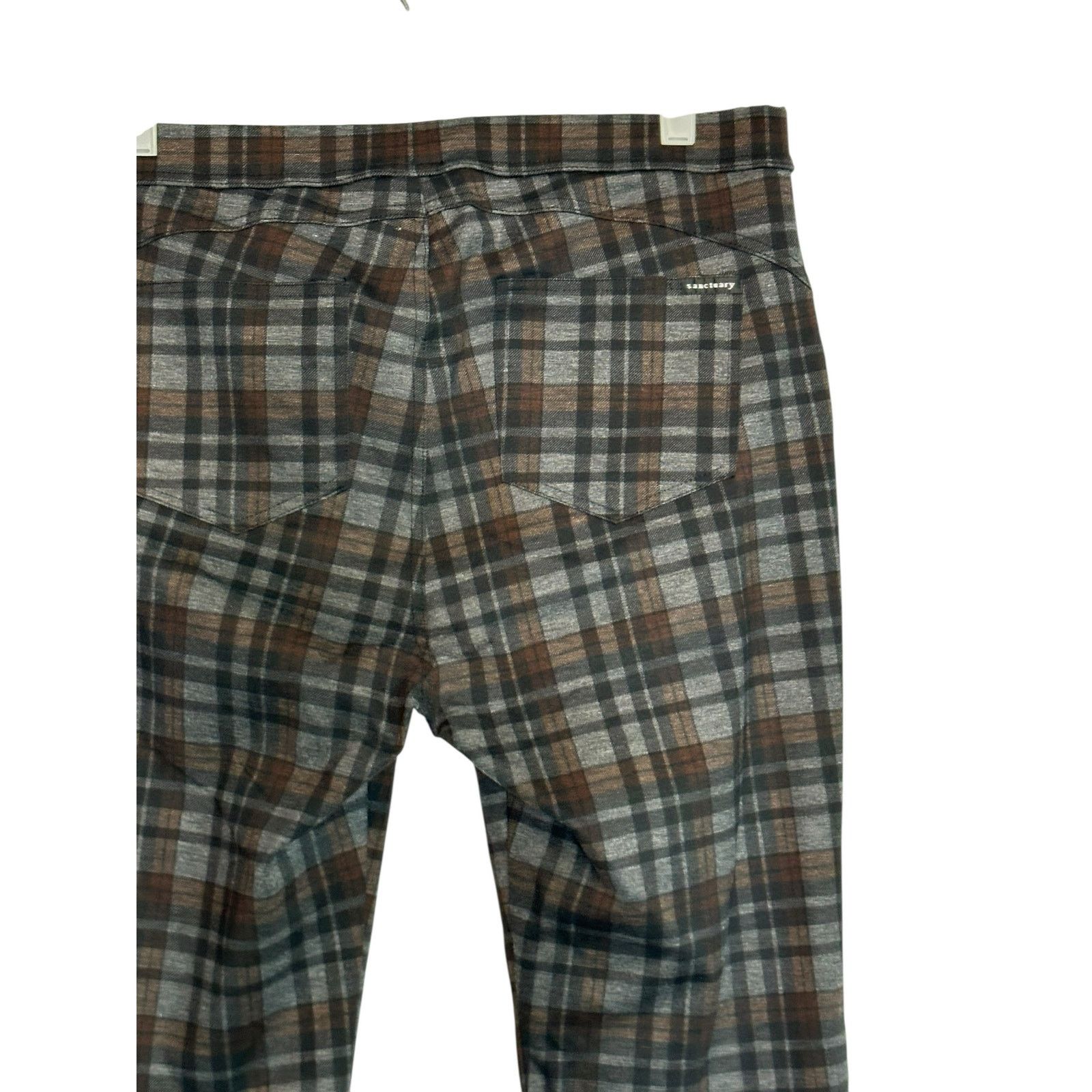 Anthropologie Sanctuary gray plaid pull on pants size XL Size 31" - 6 Thumbnail