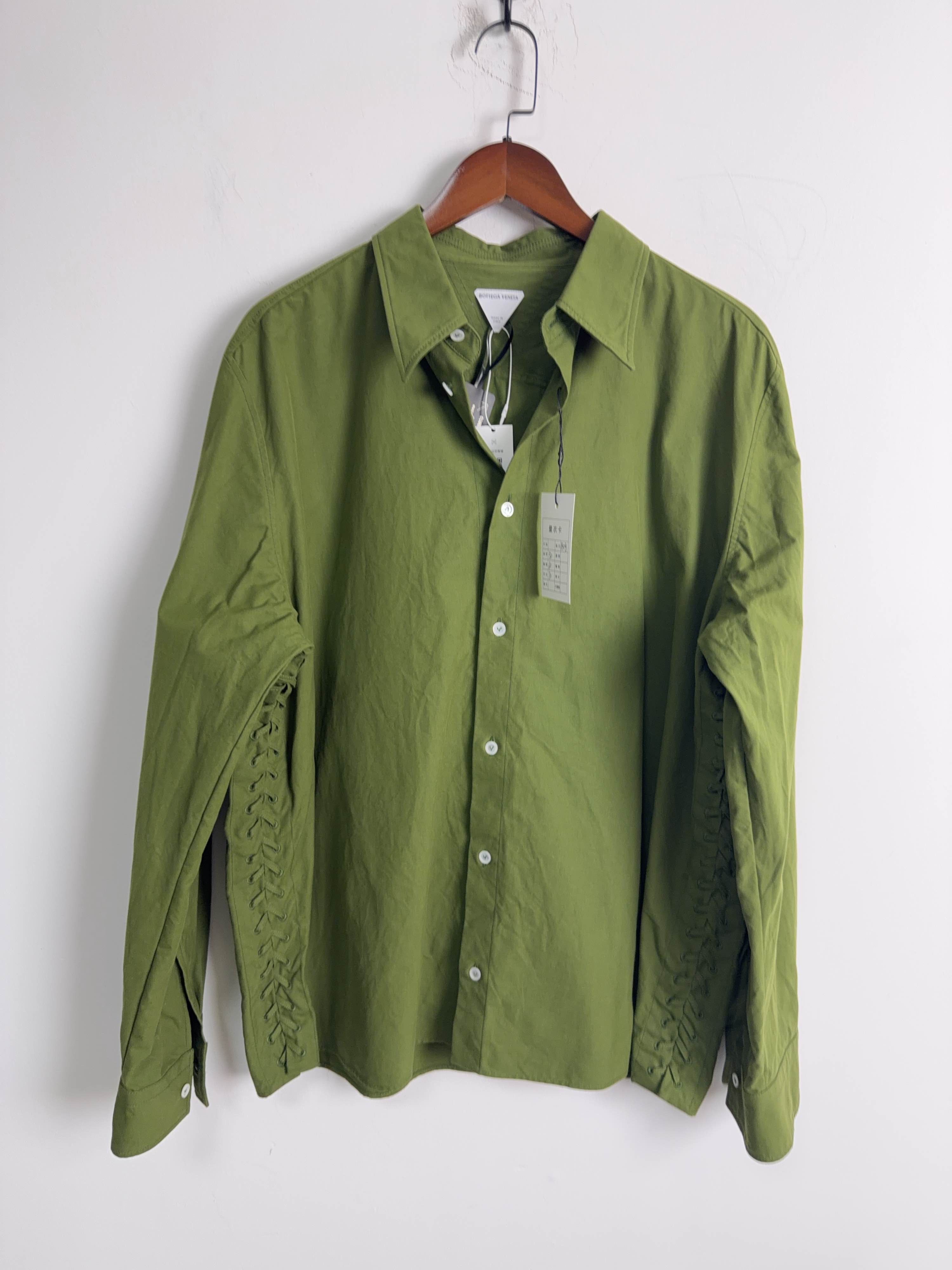 Bottega Veneta Bottega Veneta Green Cotton Button Up Shirt Size L Size US L / EU 52-54 / 3 - 1 Thumbnail