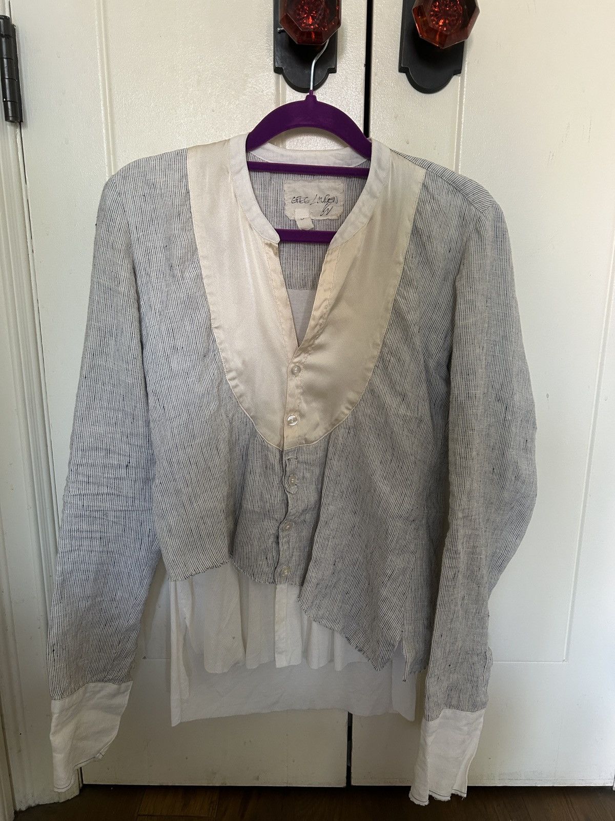 Greg Lauren Greg Lauren Button Up Deconstructed Blouse Size US S / EU 44-46 / 1 - 2 Thumbnail