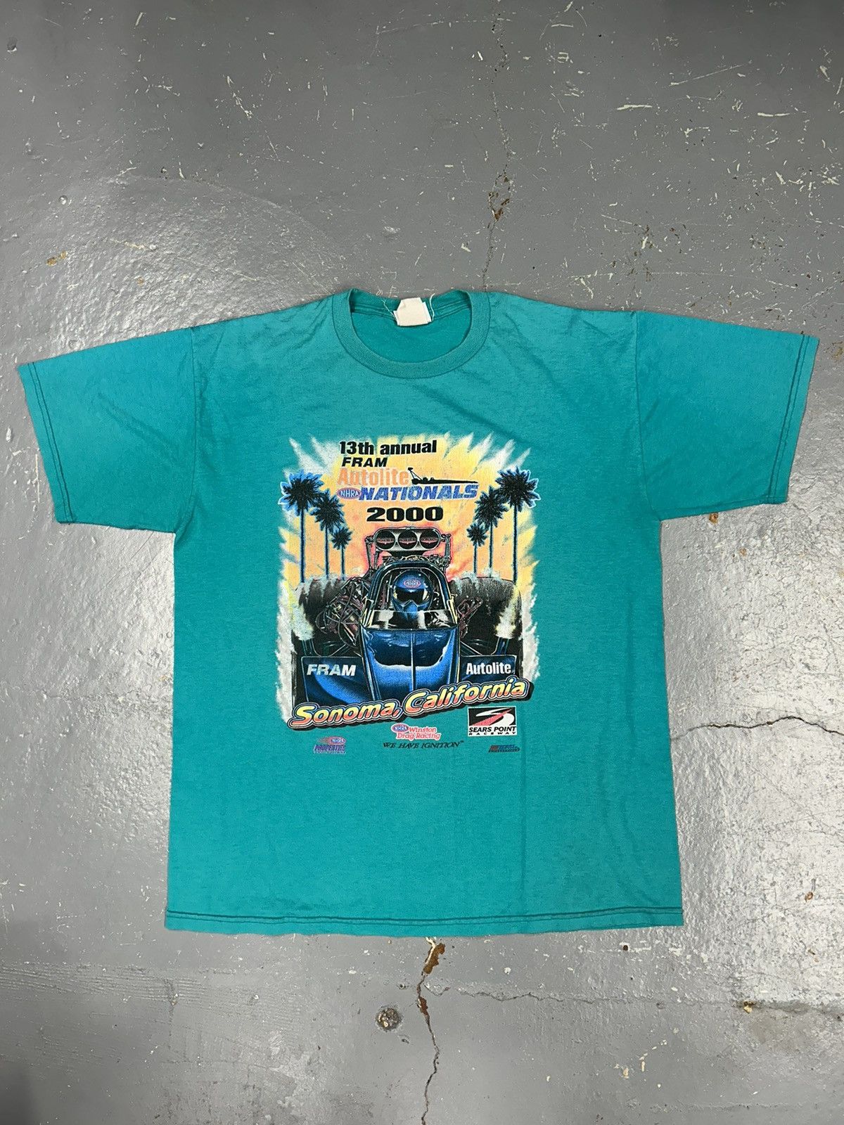 NASCAR × Vintage Crazy Vintage Y2K Essential Turquoise Nascar Racing T-Shirt Size US L / EU 52-54 / 3 - 1 Thumbnail