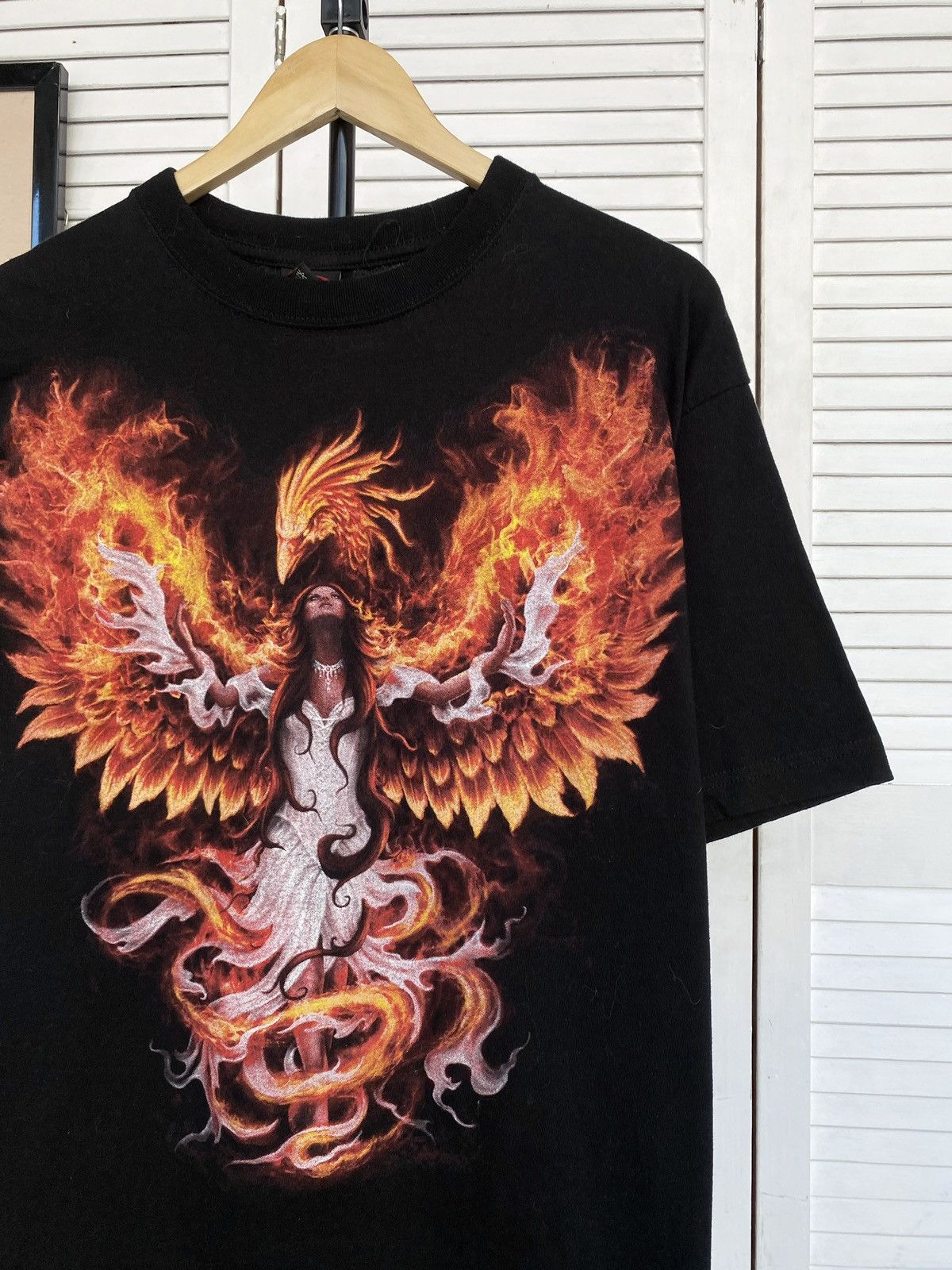 Band Tees × Vintage Vintage Spiral Phoenix Rising Woman Firebird Tee Shirt Black Size US XL / EU 56 / 4 - 5 Thumbnail