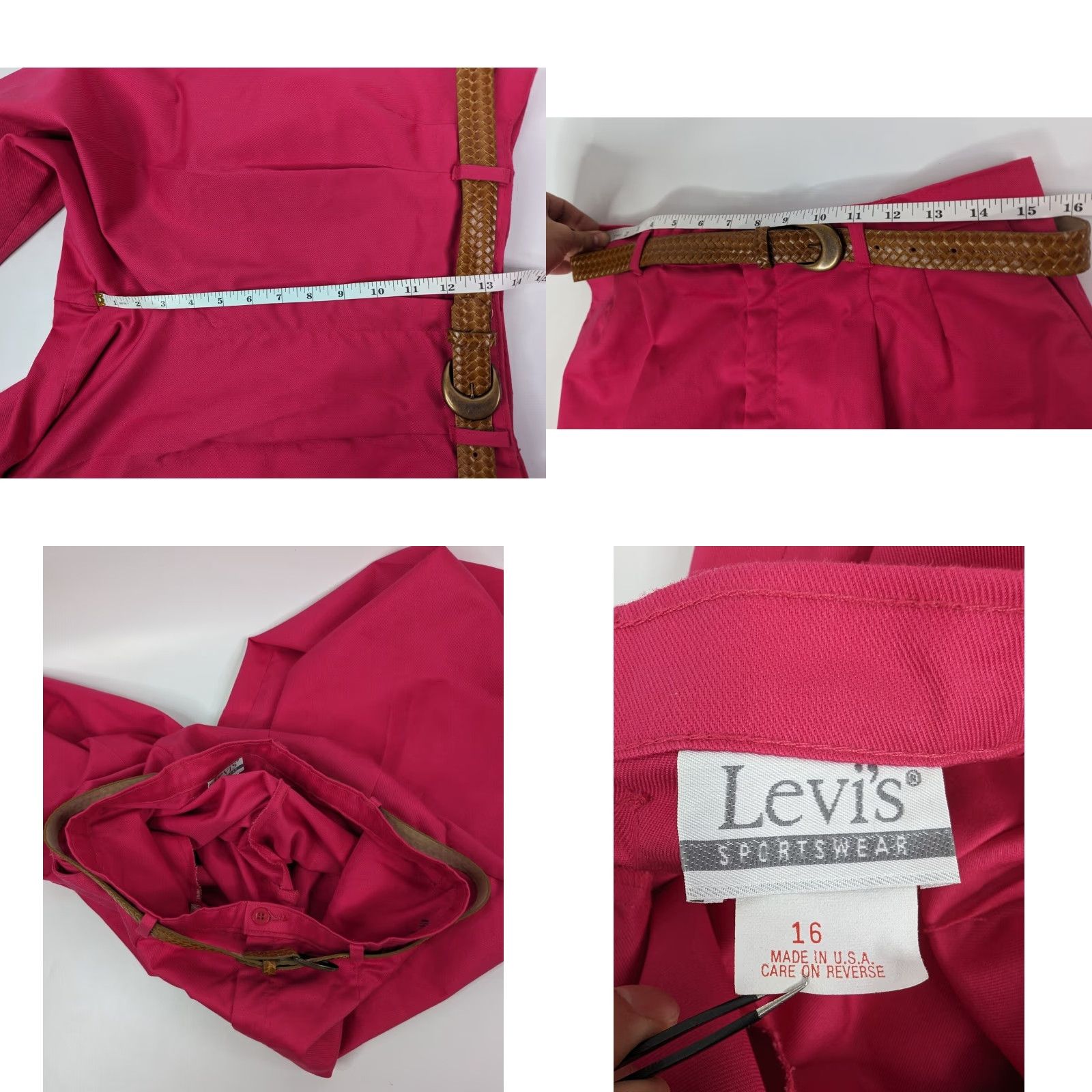 Levi's VINTAGE Levi's High Rise Pleated Pants Women's 12 Pink USA 90s Tapered Dress Pants Womens Size 34" / US 12 / IT 48 - 8 Thumbnail