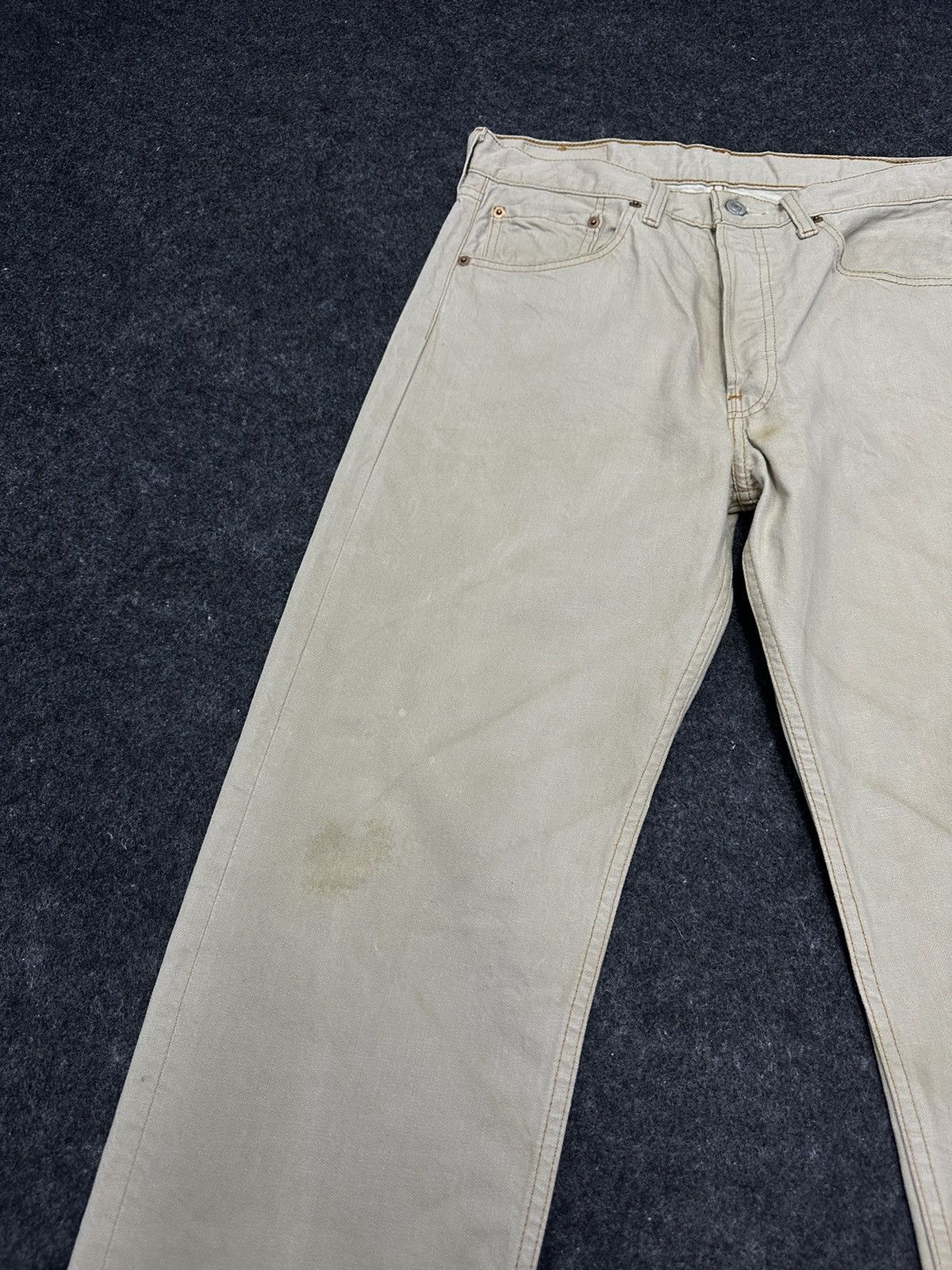 Levi's × Levi's Vintage Clothing × Vintage Vintage Levis 501 Khaki Cream Wax Denim F36 Size US 31 - 3 Thumbnail