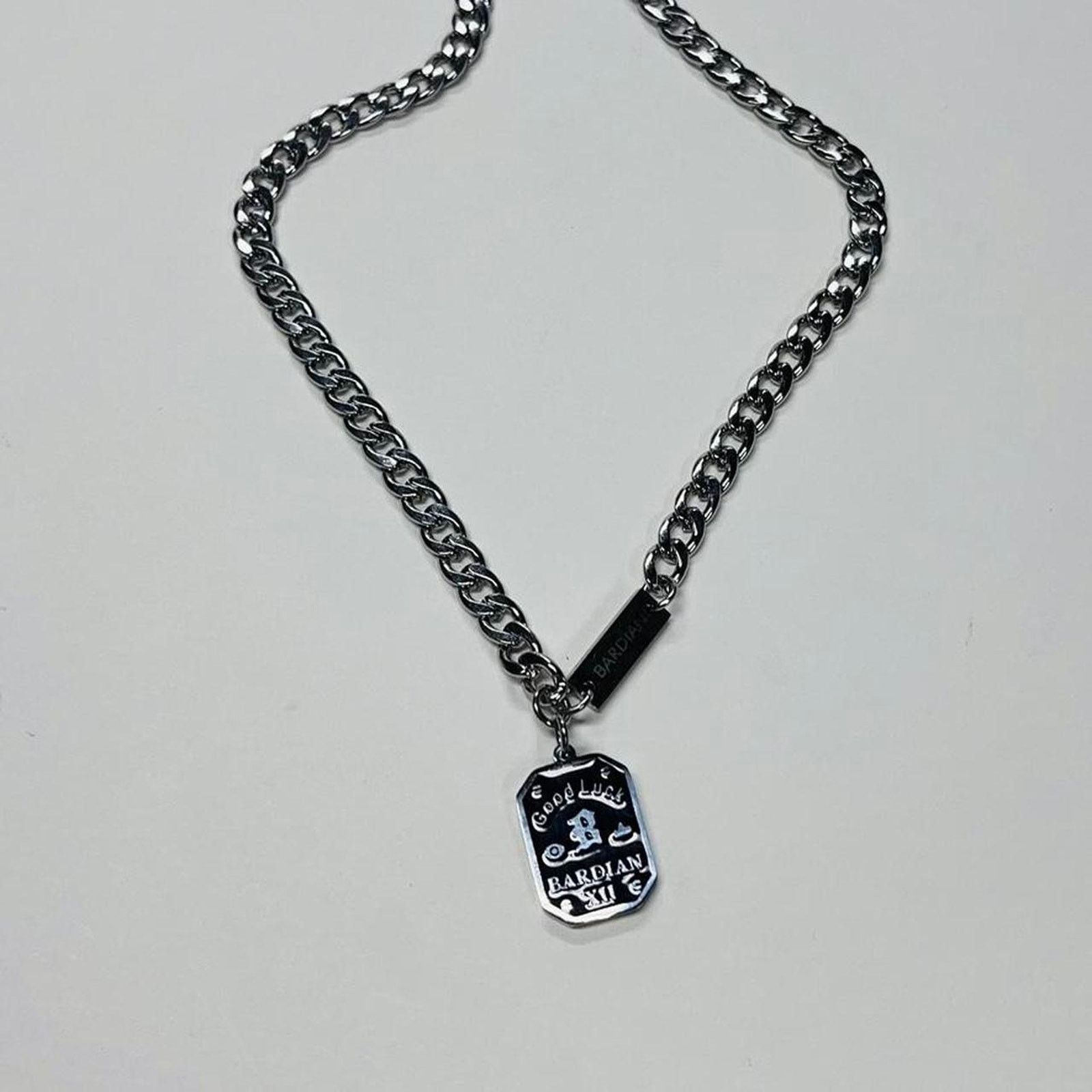 Vintage Sterling silver good luck pendant Cuban link necklace Size ONE SIZE - 8 Thumbnail