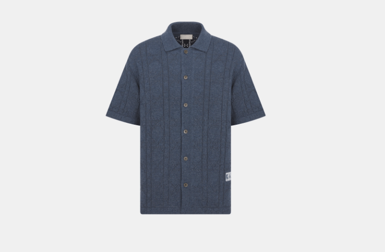Dior o1w1db10525 493M53 Cannage Short-Sleeved Shirt in Blue Size US M / EU 48-50 / 2 - 1 Thumbnail