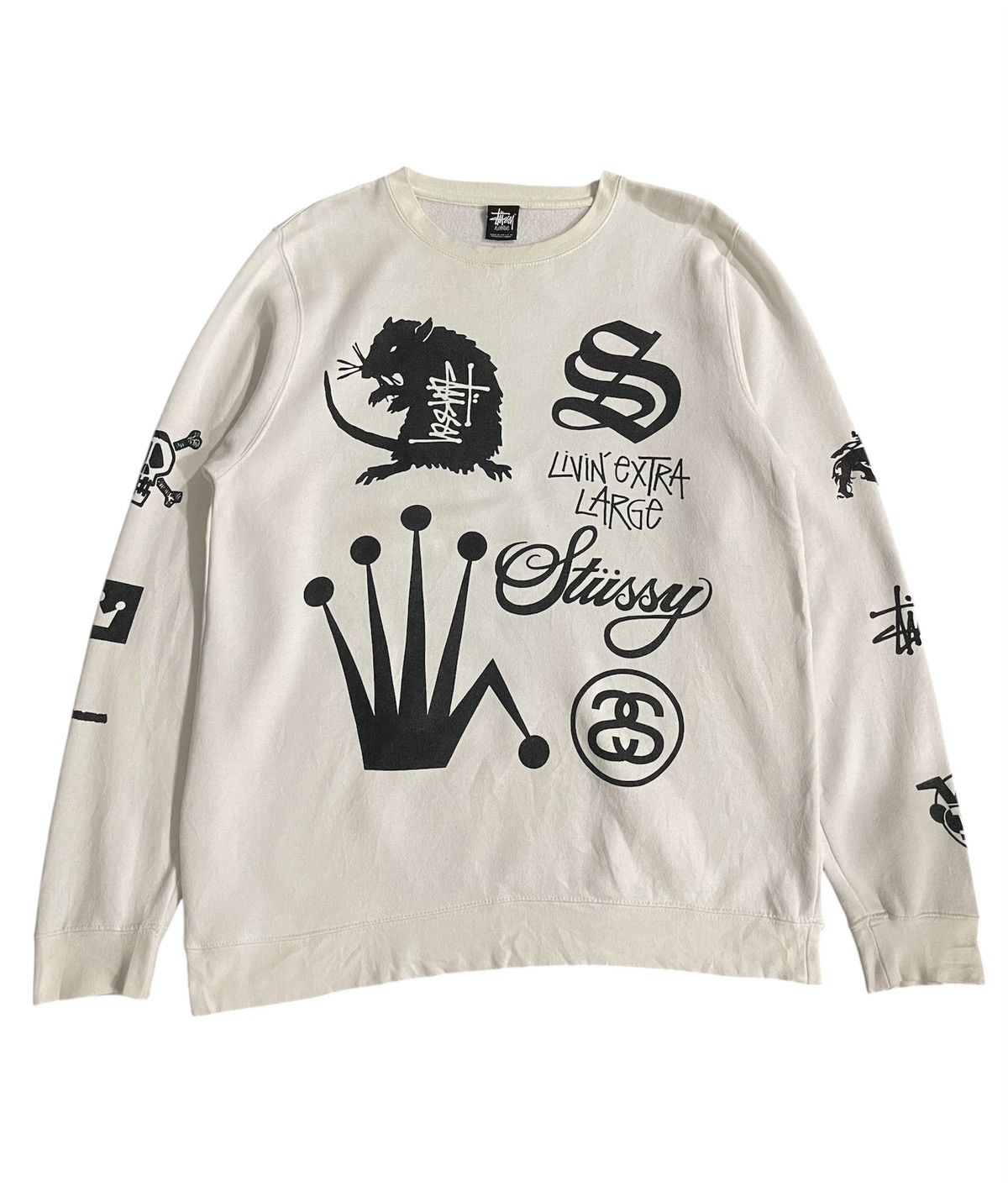 Stussy Vintage Stussy Crown Collage Fullprint Sweatshirt Size US XL / EU 56 / 4 - 2 Thumbnail