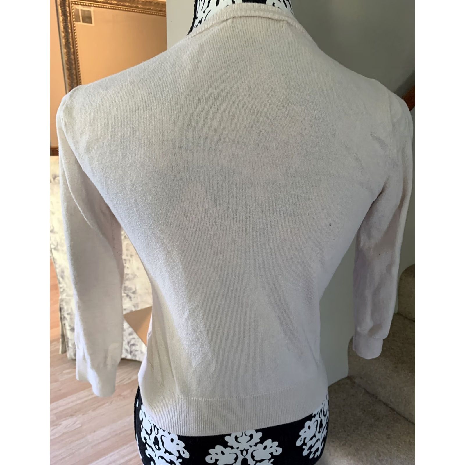 Vintage New York & Company Cardigan Sweater Women’s Tan Beige Gold Stud Detail Size S Knit Cotton Rayon Nylon Size S / US 4 / IT 40 - 4 Thumbnail