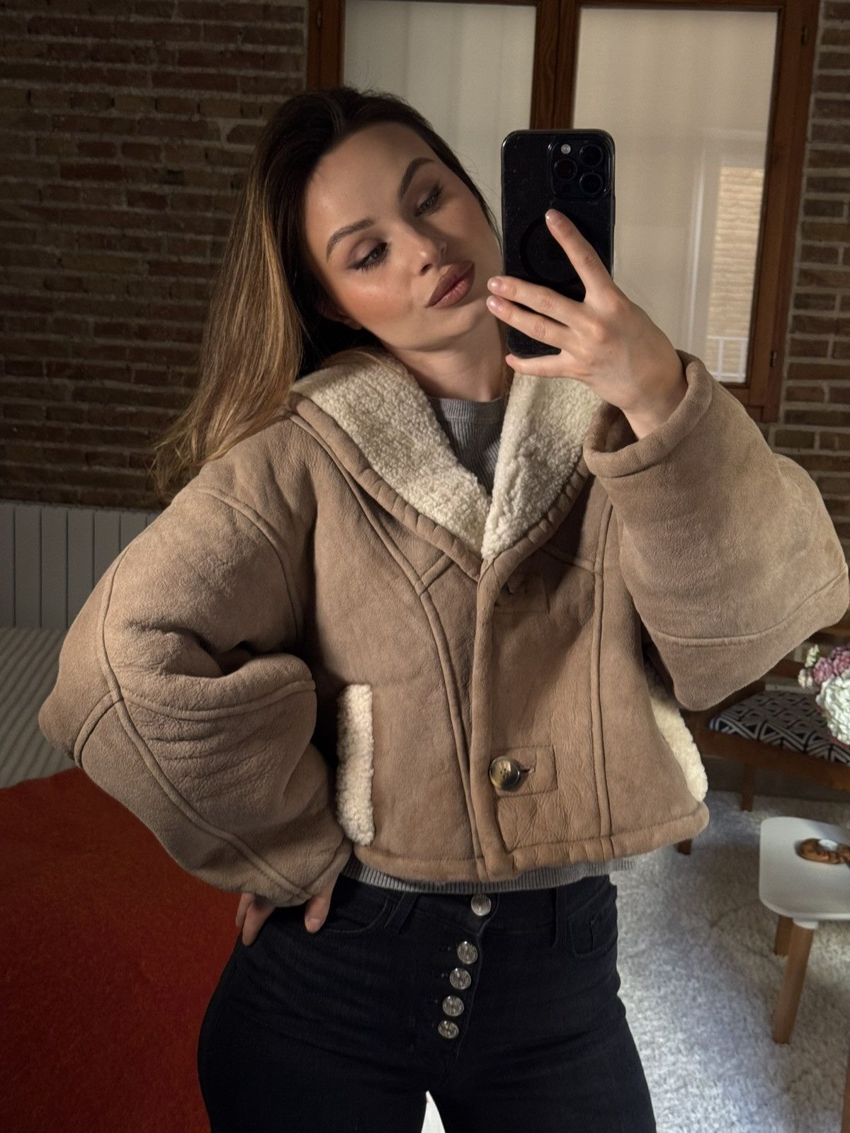 Other Furfuza Shearling Lambskin Jacket Beige Size S / US 4 / IT 40 - 4 Thumbnail