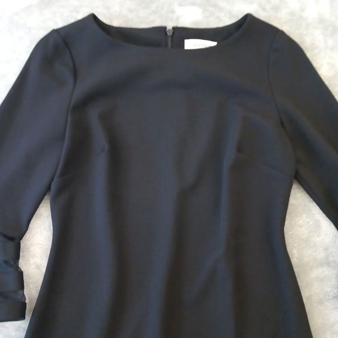 Calvin Klein Calvin Klein Sheath Dress Black 4P Petite Knee Length 3/4 Sleeve Round Neck Zip Dry Clean Only Women Size S / US 4 / IT 40 - 2 Thumbnail