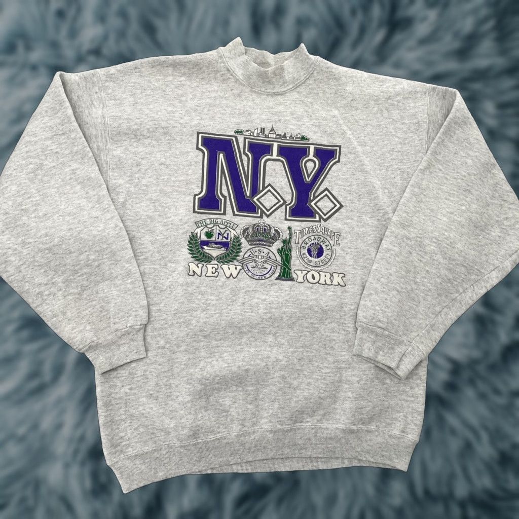 Hanes VINTAGE Hanes Sweatshirt Shirt Adult 2XL Gray Time Square Twin Towers 80s 90s USA Mens Size US XXL / EU 58 / 5 - 1 Thumbnail