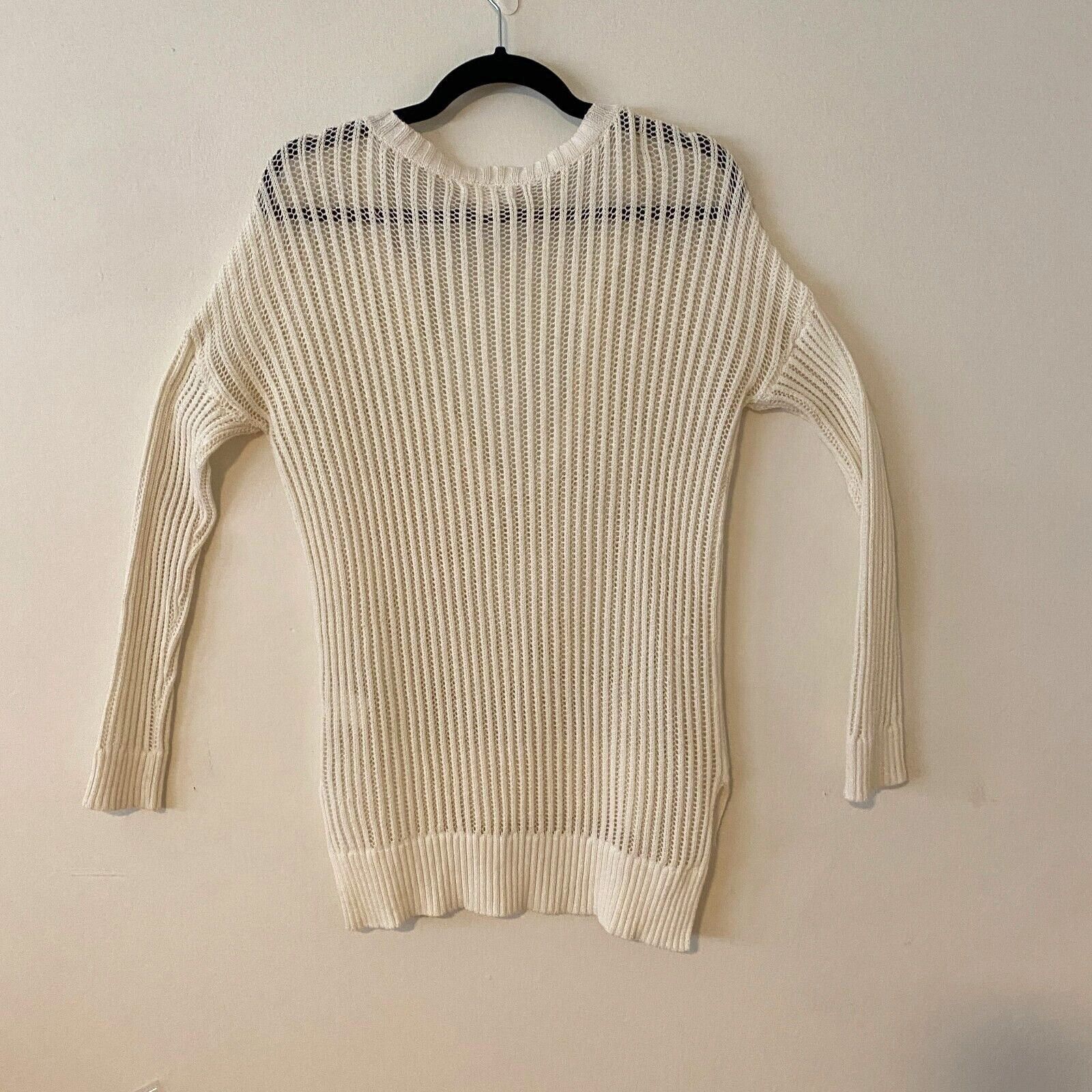 REVOLVE Revolve By The Way Ivory Pearl Sheer Knit Sweater V-Neck S Size S / US 4 / IT 40 - 2 Thumbnail