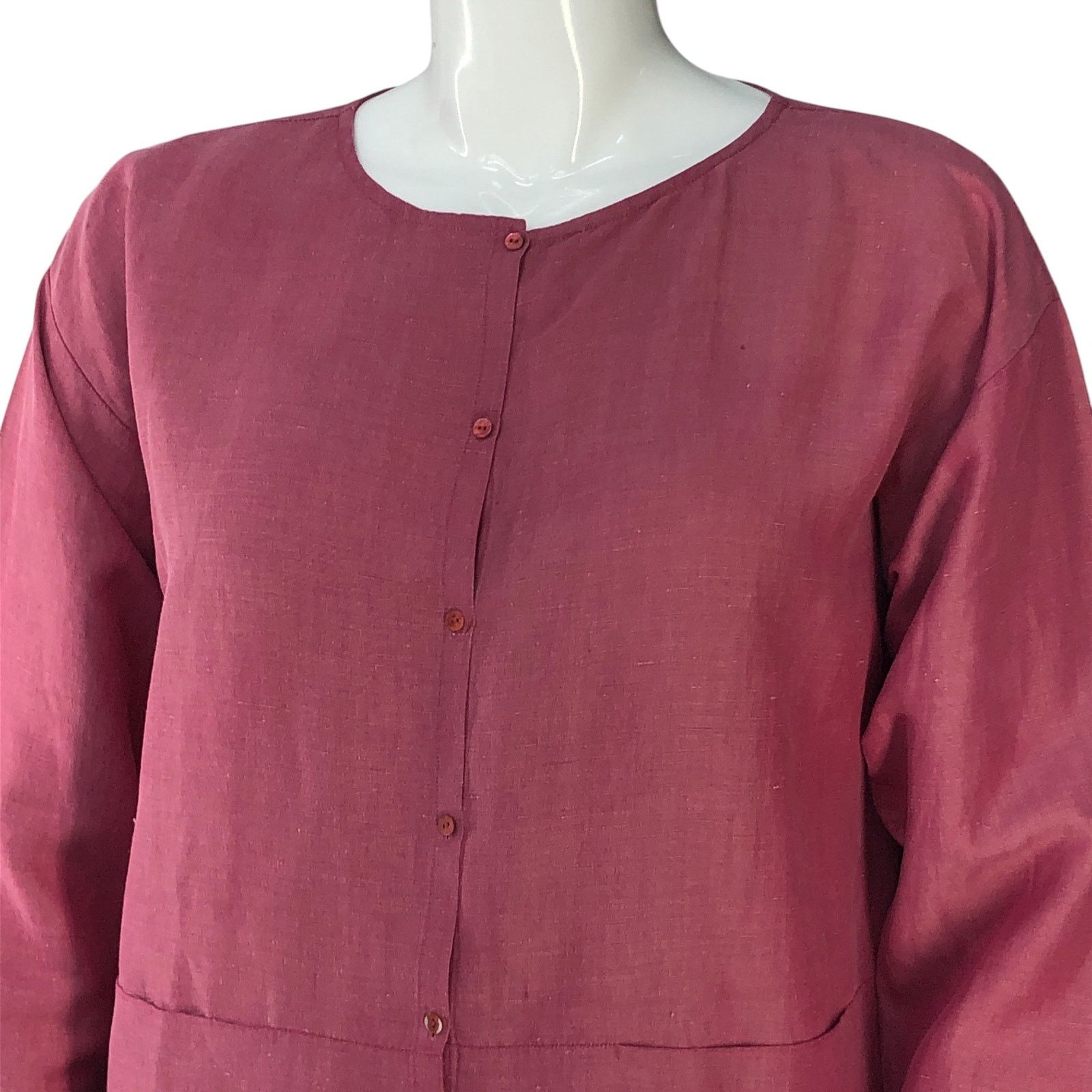 Eileen Fisher Eileen Fisher Size M Top Shirt Jacket Linen Silk POCKETS Size M / US 6-8 / IT 42-44 - 2 Thumbnail