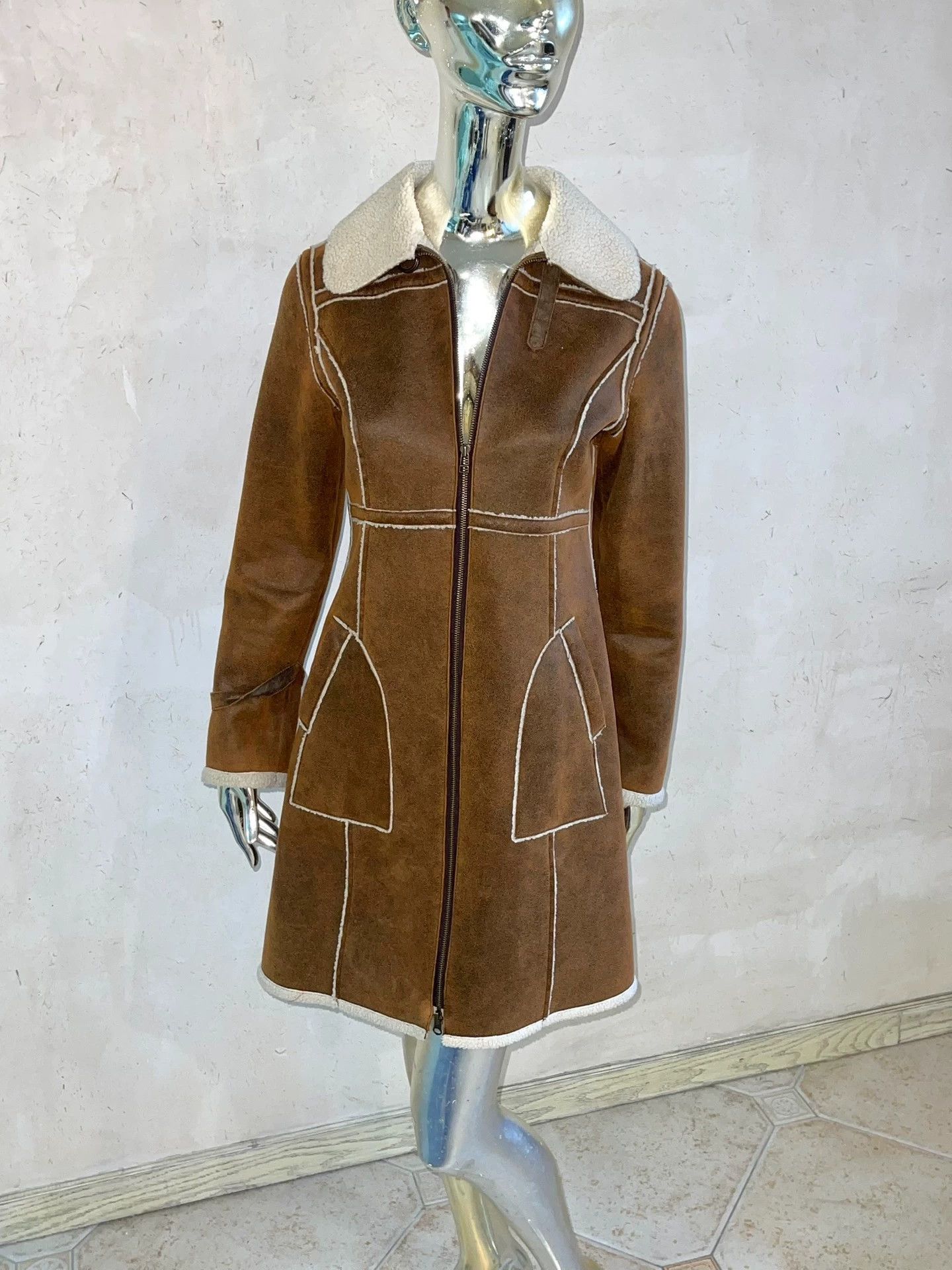 Jean Paul Gaultier JPG 90s Earth Logo Fur-Lined Leather Coat Size 40 Size S / US 4 / IT 40 - 1 Thumbnail