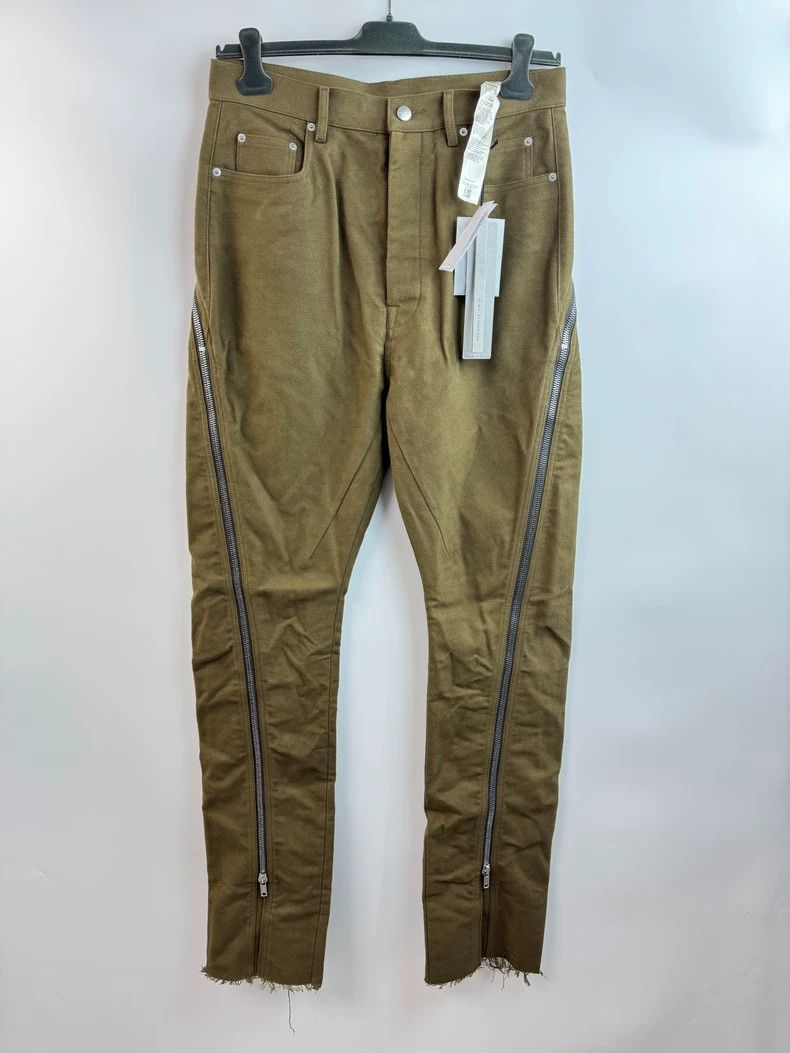 Rick Owens Rick owens Khaki Bolan banana jeans with side zip jeans Size US 31 - 1 Thumbnail