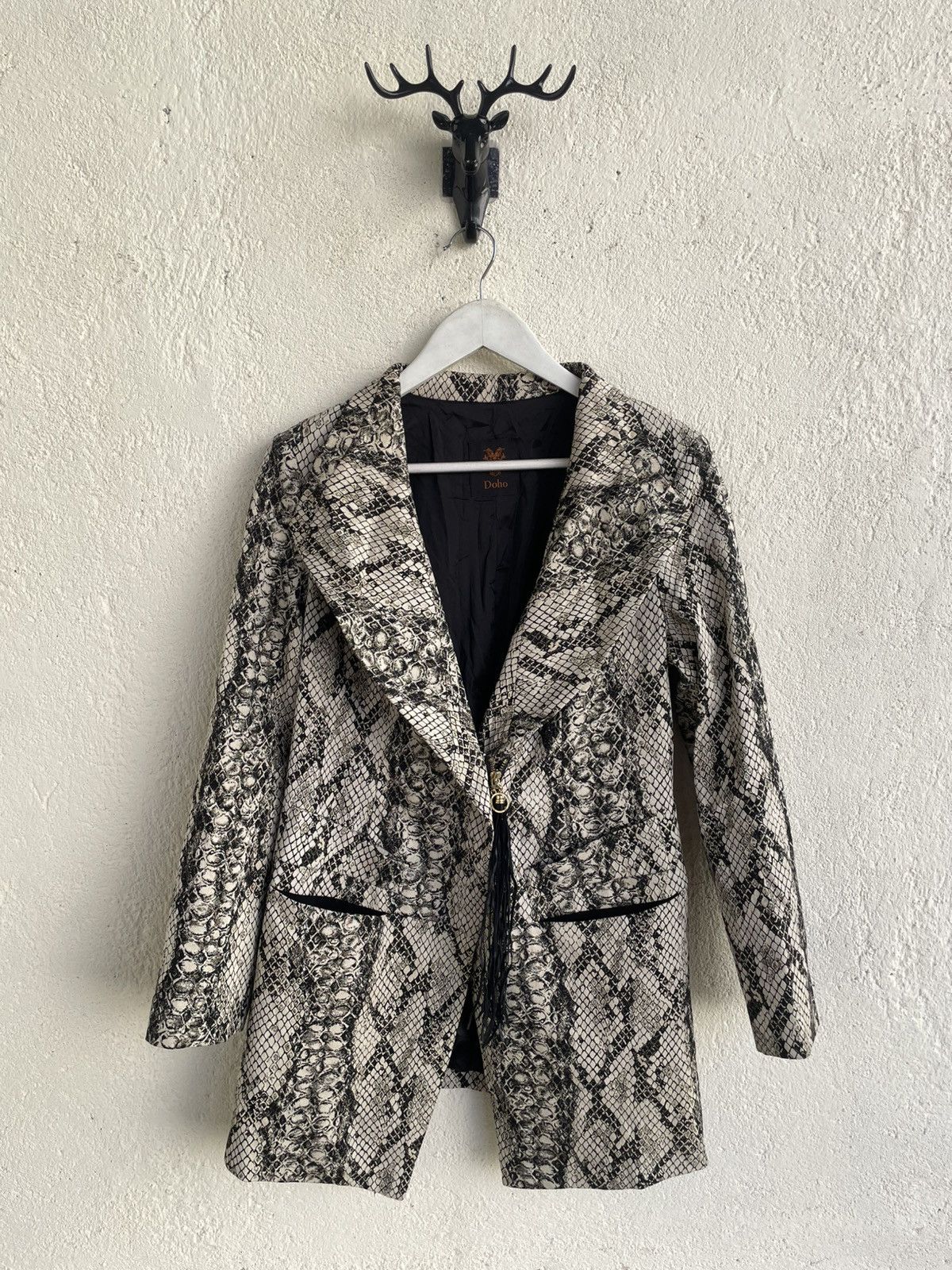 Tornado Mart 90s Vintage Snakeskin Print Tailored Blazer Ifsix LGB Y’s Size 42R - 1 Thumbnail