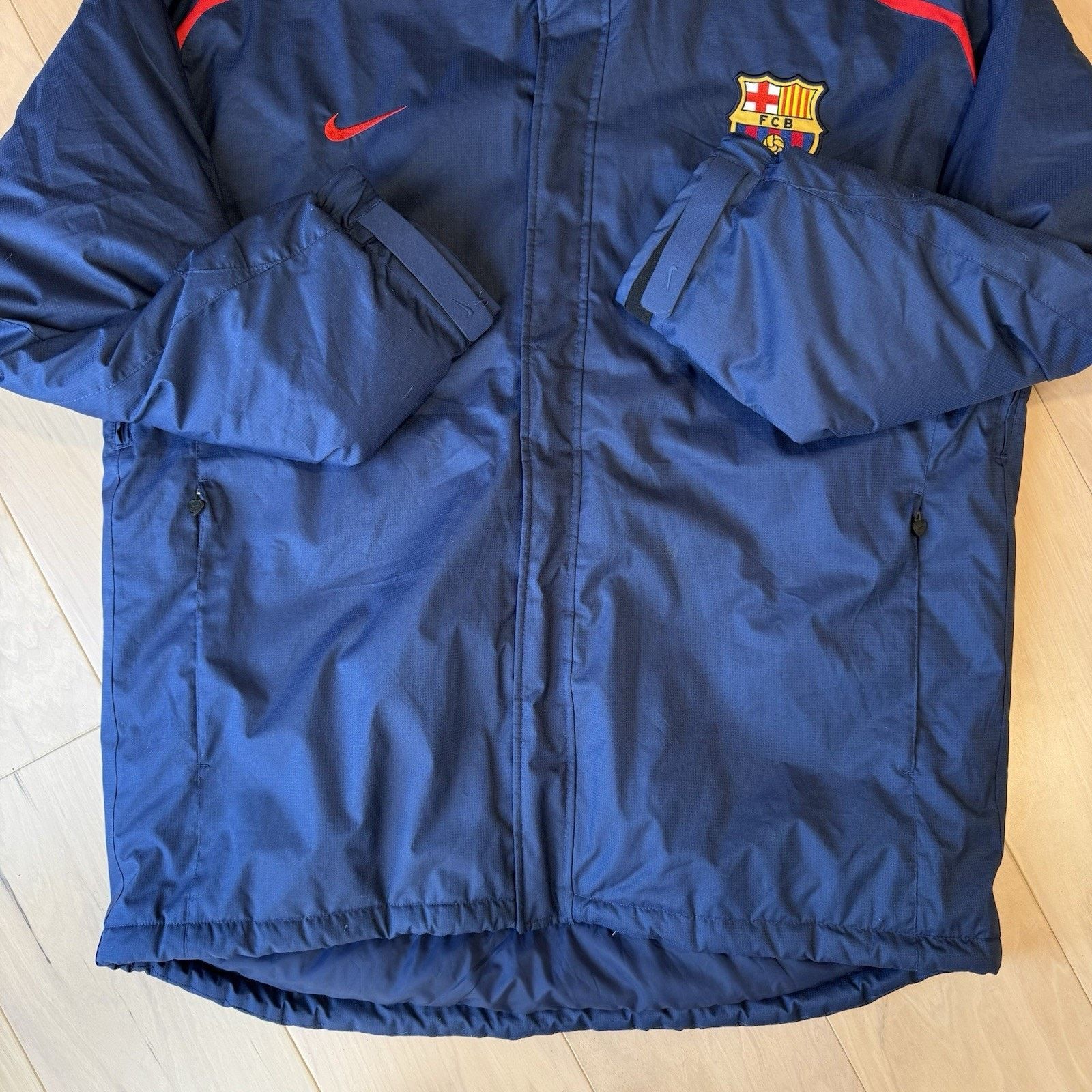 Nike Vintage Nike FC Barcelona Bench Coat Navy Full Zip Insulated Size US XL / EU 56 / 4 - 6 Thumbnail