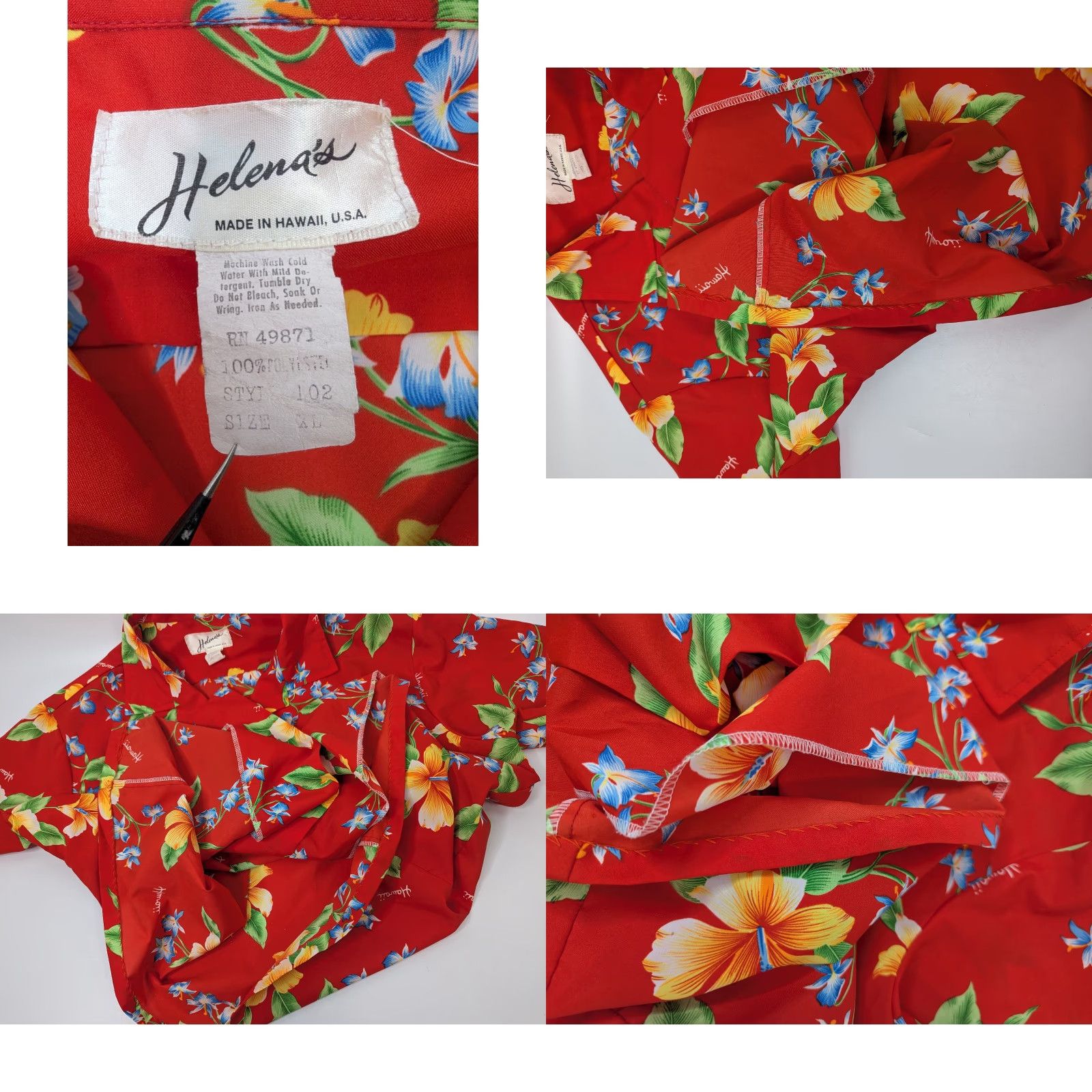 Vintage VINTAGE Helena's Floral Red Hawaiian Button Shirt Hawaii USA Made Men's XL Shirt Short Sleeve 1980s Hawaiian Mens Red Vintage Shirt Size US XL / EU 56 / 4 - 8 Thumbnail