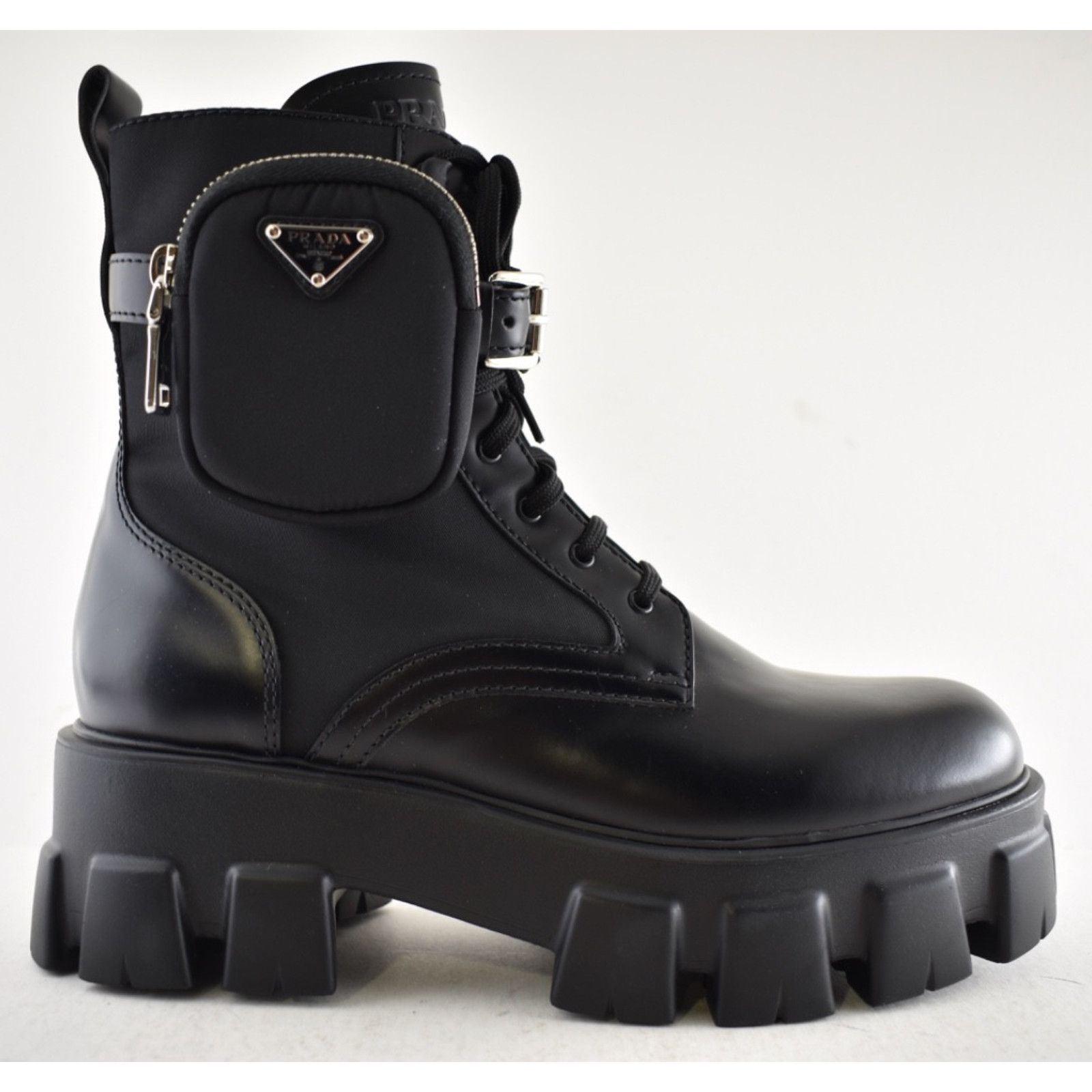 Prada Prada Monolith Black Leather Nylon Lug Sole Combat Boot 41.5 Size US 11.5 / IT 41.5 - 2 Thumbnail