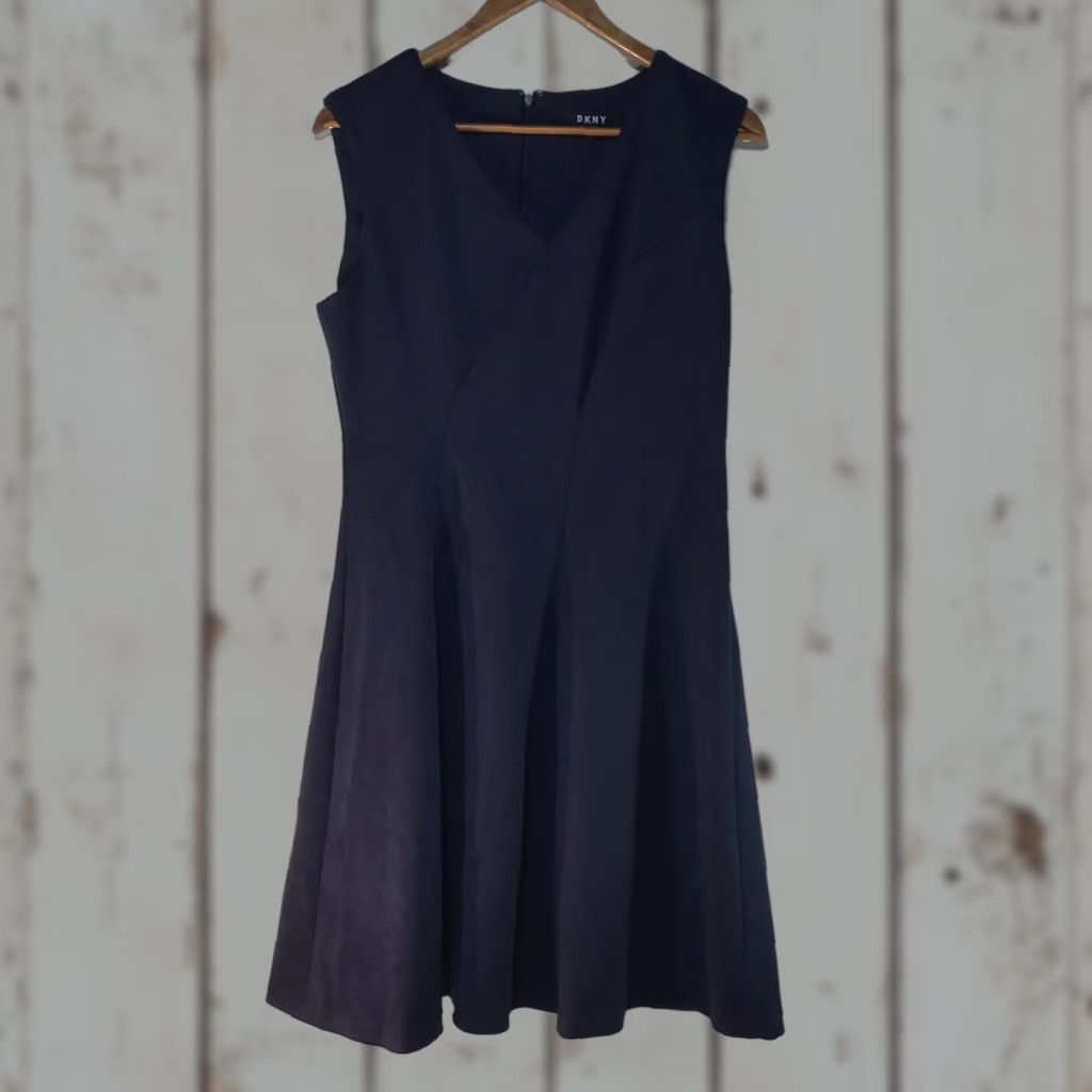 DKNY DKNY Blue Velvet Sleeveless At Knee A-Line Dress Womens Size 10 Size L / US 10 / IT 46 - 1 Thumbnail