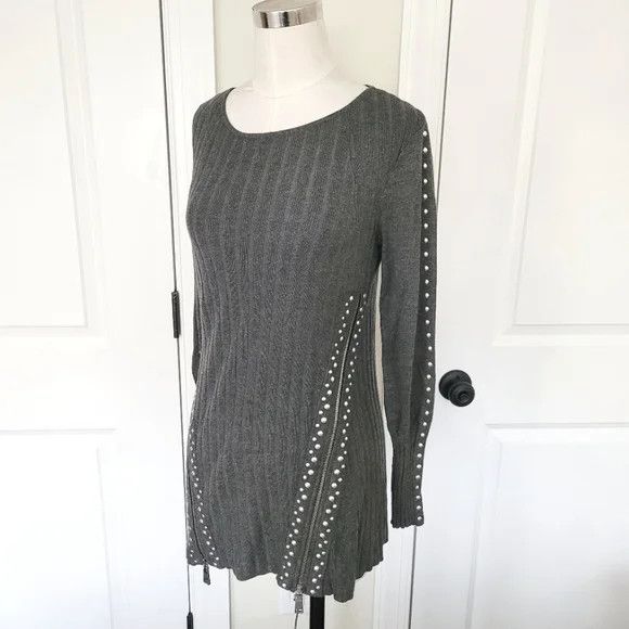 Bar III Zippered Studded Sweater Fall Gift Winter Spring Travel Size XS / US 0-2 / IT 36-38 - 6 Thumbnail