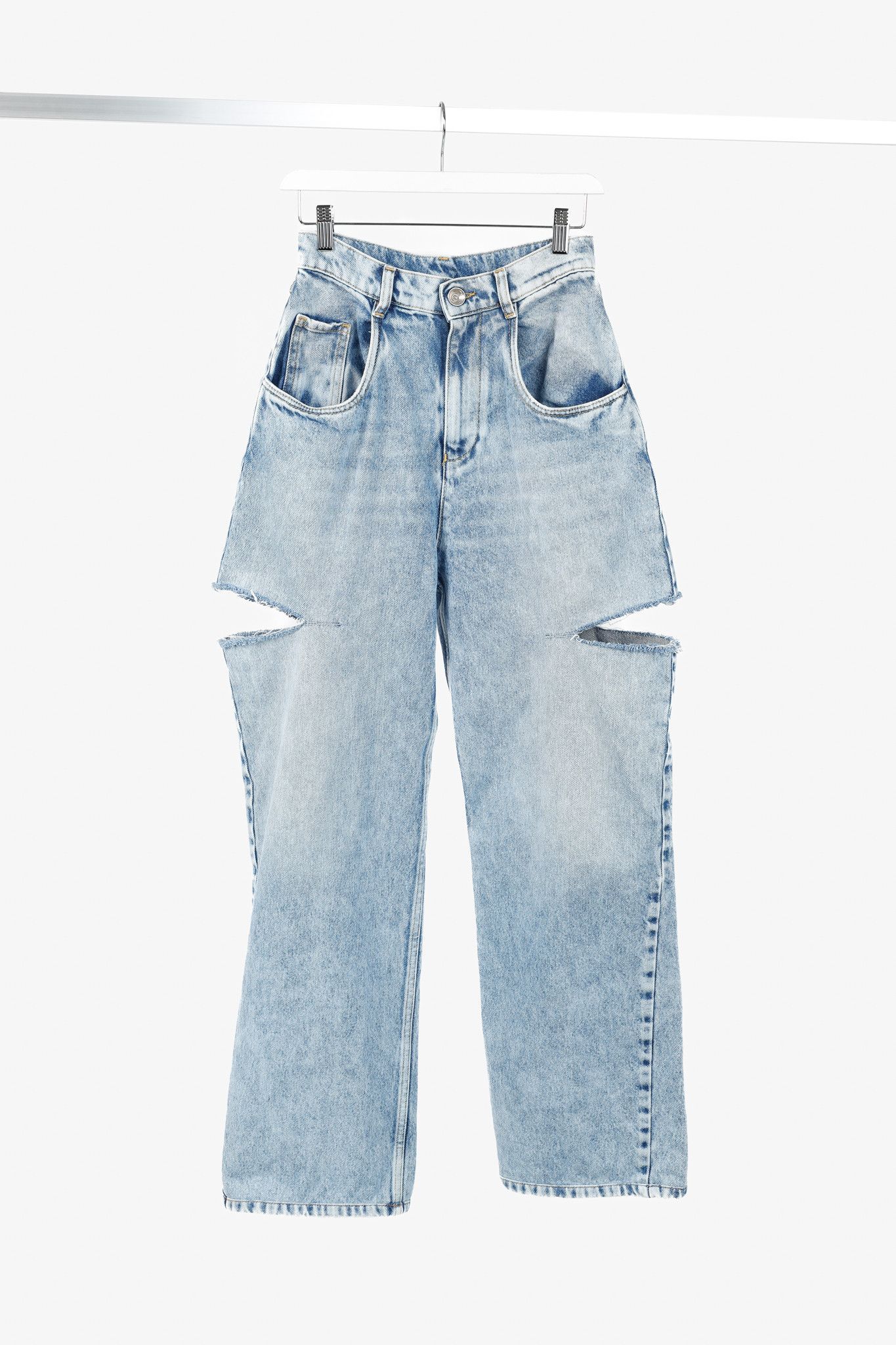 Maison Margiela Maison Margiela Blue Cotton Slit Jeans Size 26" / US 2 / IT 38 - 1 Thumbnail
