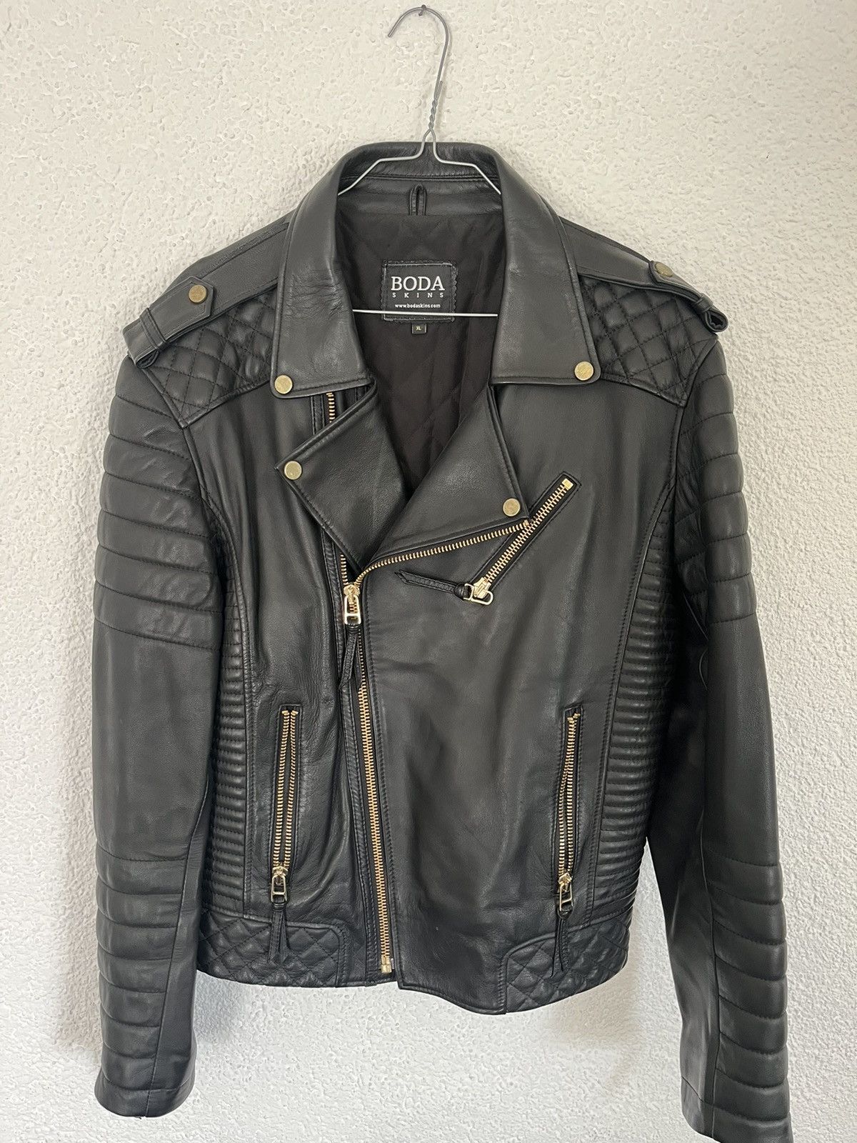 Image of Boda Skins Kay Michaels Biker Jacket in Black, Men's (Size XL)