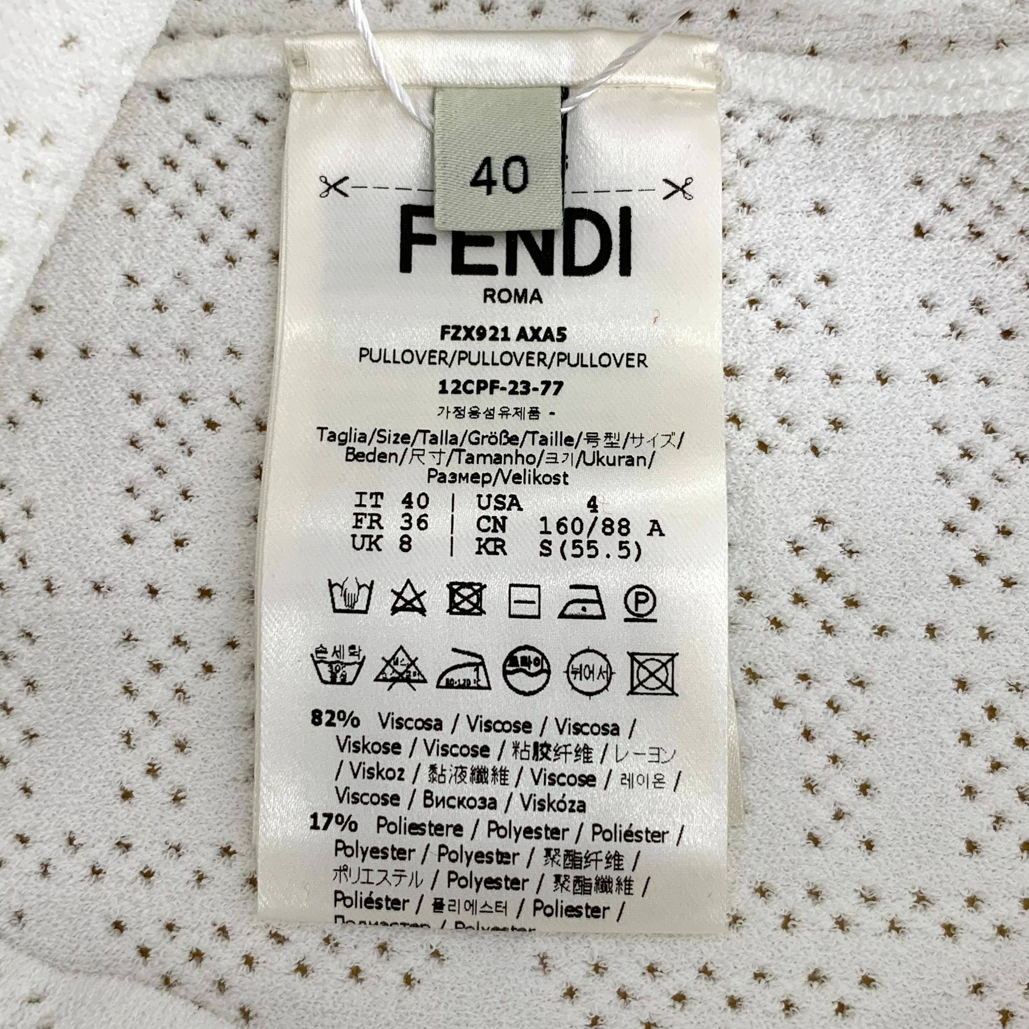 Fendi Fendi White Logo Full Print Hollow-Out Long Sleeve Shirt Siz Size M / US 6-8 / IT 42-44 - 3 Thumbnail