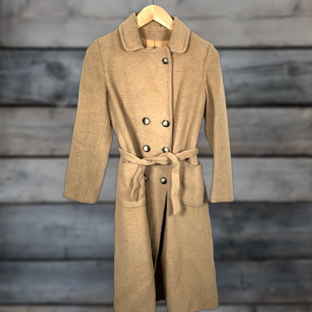 Camel VINTAGE Ullmann Camel Hair Double Breasted Belted Trench Coat Women's 6 / Small Beige Coat Size M / US 6-8 / IT 42-44 - 1 Thumbnail