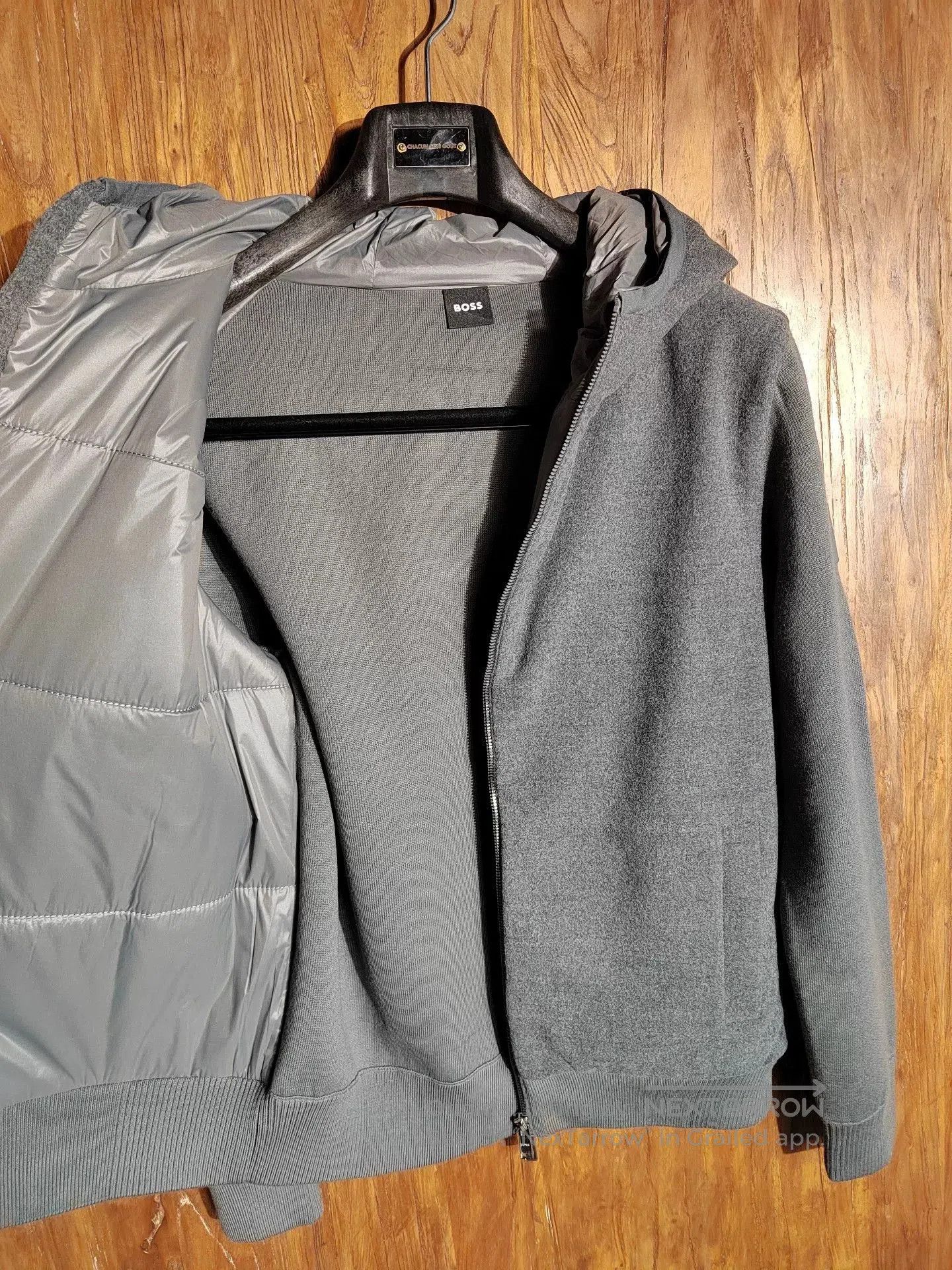 Hugo Boss BOSS Tech Flannel Gray Hooded Jacket. Size US M / EU 48-50 / 2 - 2 Thumbnail