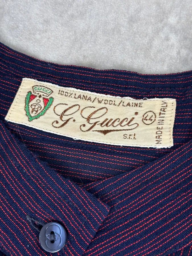 Gucci 1990s Gucci Purple Wool Striped Shirt Size XS / US 0-2 / IT 36-38 - 9 Thumbnail