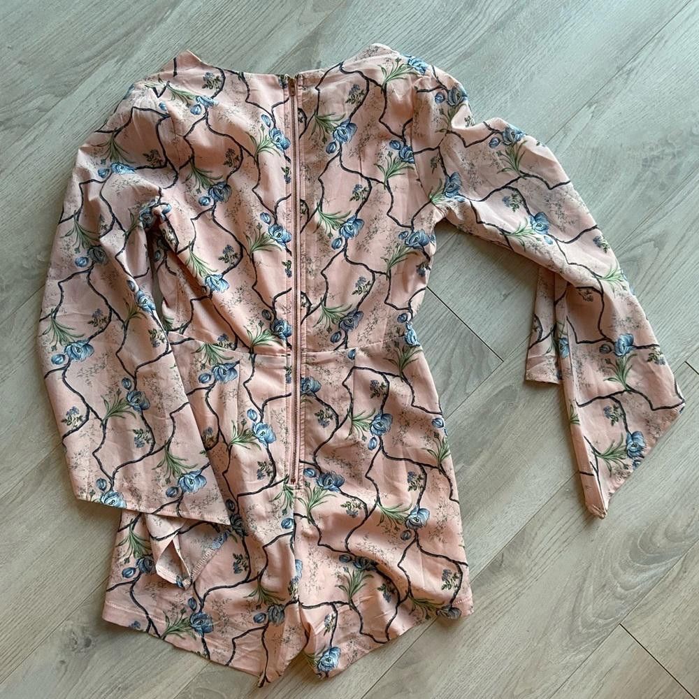 Designer I Saw It First Pink Floral V Neck Long Sleeve Romper Size M / US 6-8 / IT 42-44 - 4 Thumbnail