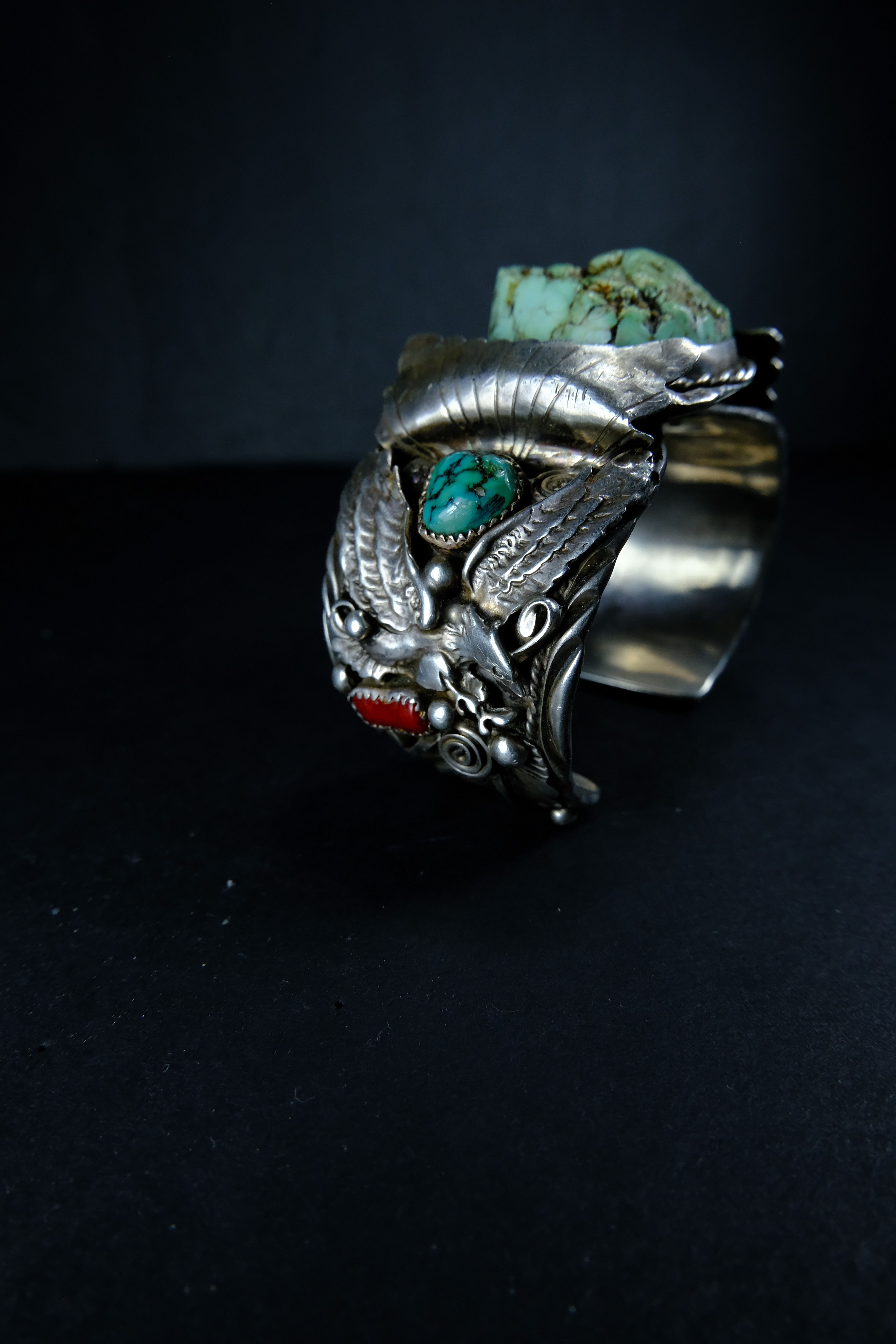 Vintage Turquoise Nugget Silver Bracelet Size ONE SIZE - 10 Thumbnail