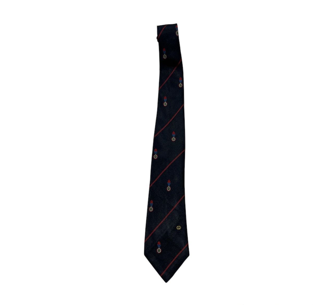 Gucci Vintage Gucci Italy silk tie striped navy red logo GG Size ONE SIZE - 1 Thumbnail