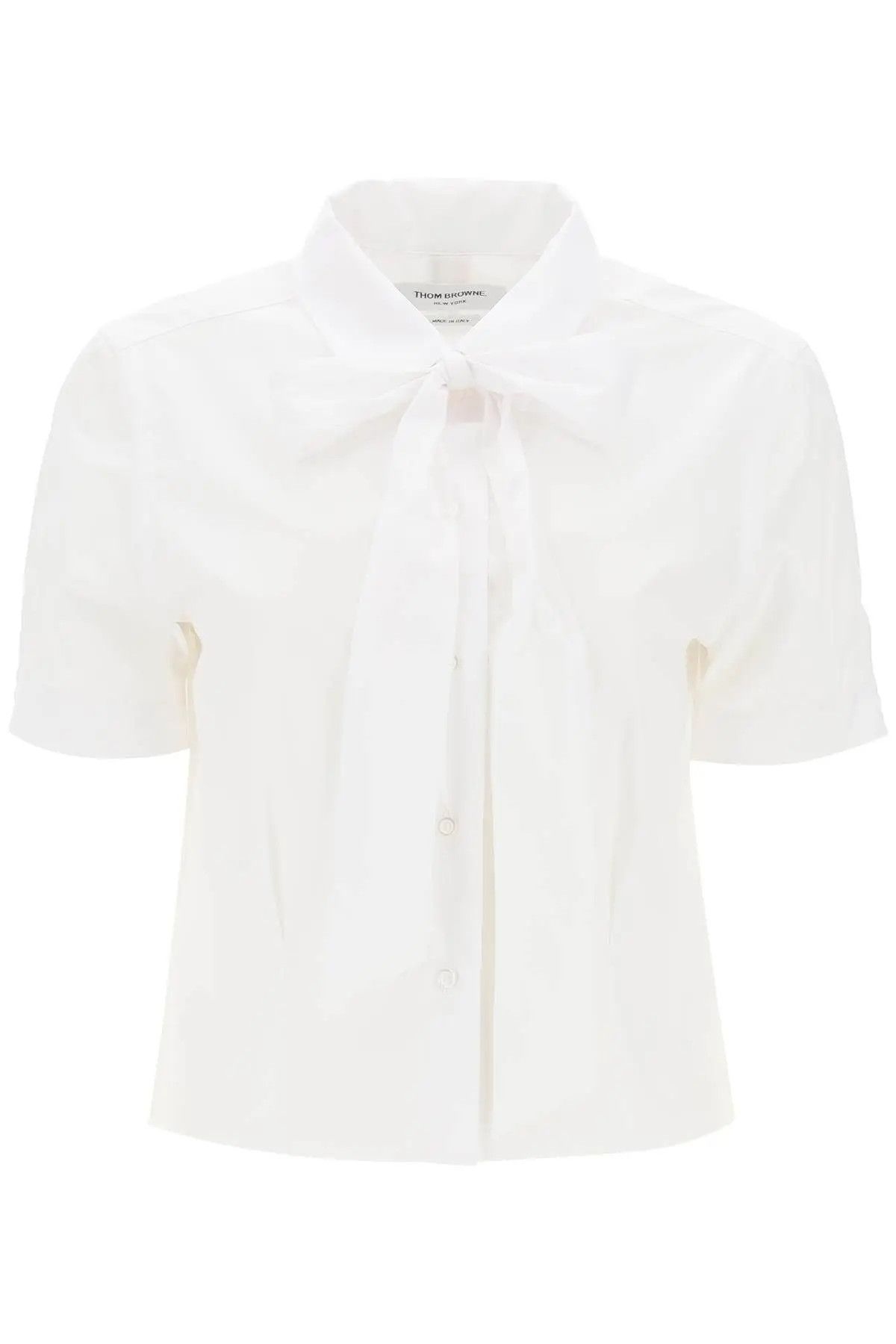 image of Thom Browne O1S22I1N1223 Short Sleeve Shirt In White, Women's (Size Small)