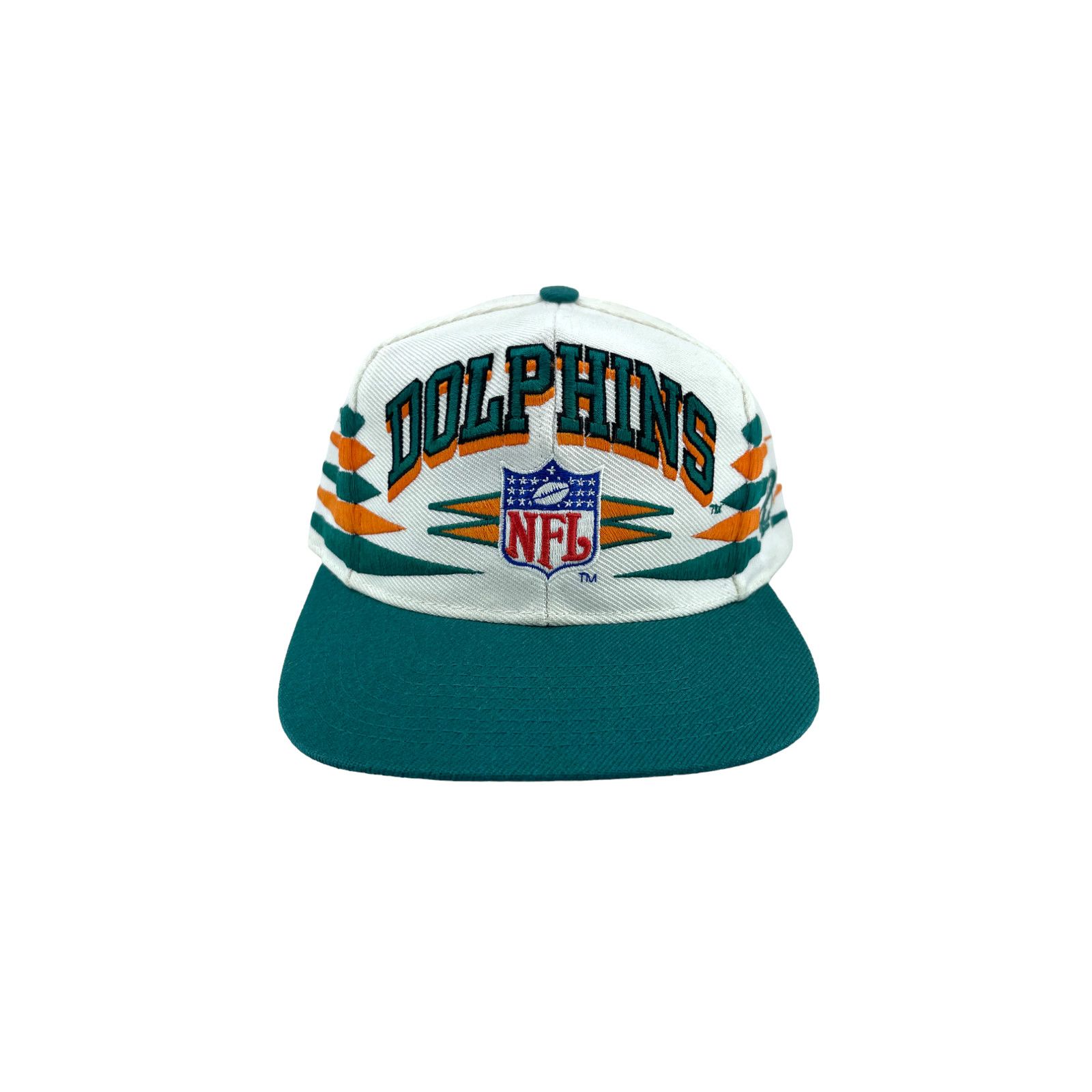 image of 1990's Logo Athletic Miami Dolphins Pro Line Snapback Hat in White, Men's