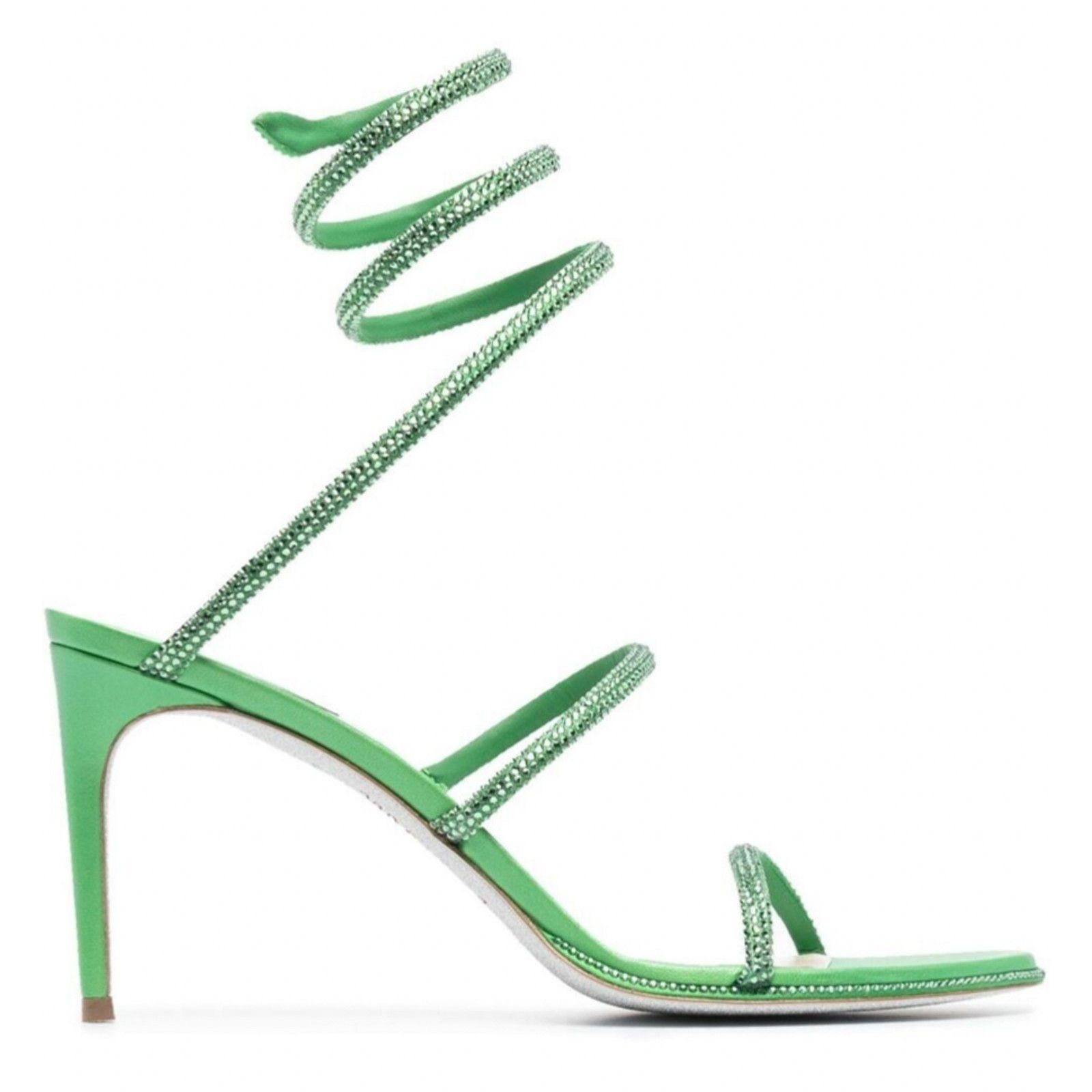 Rene Caovilla Cleo 80 Crystal Snake Ankle Wrap Strap Sandal Heel Pump 37.5 Size US 7.5 / IT 37.5 - 1 Thumbnail