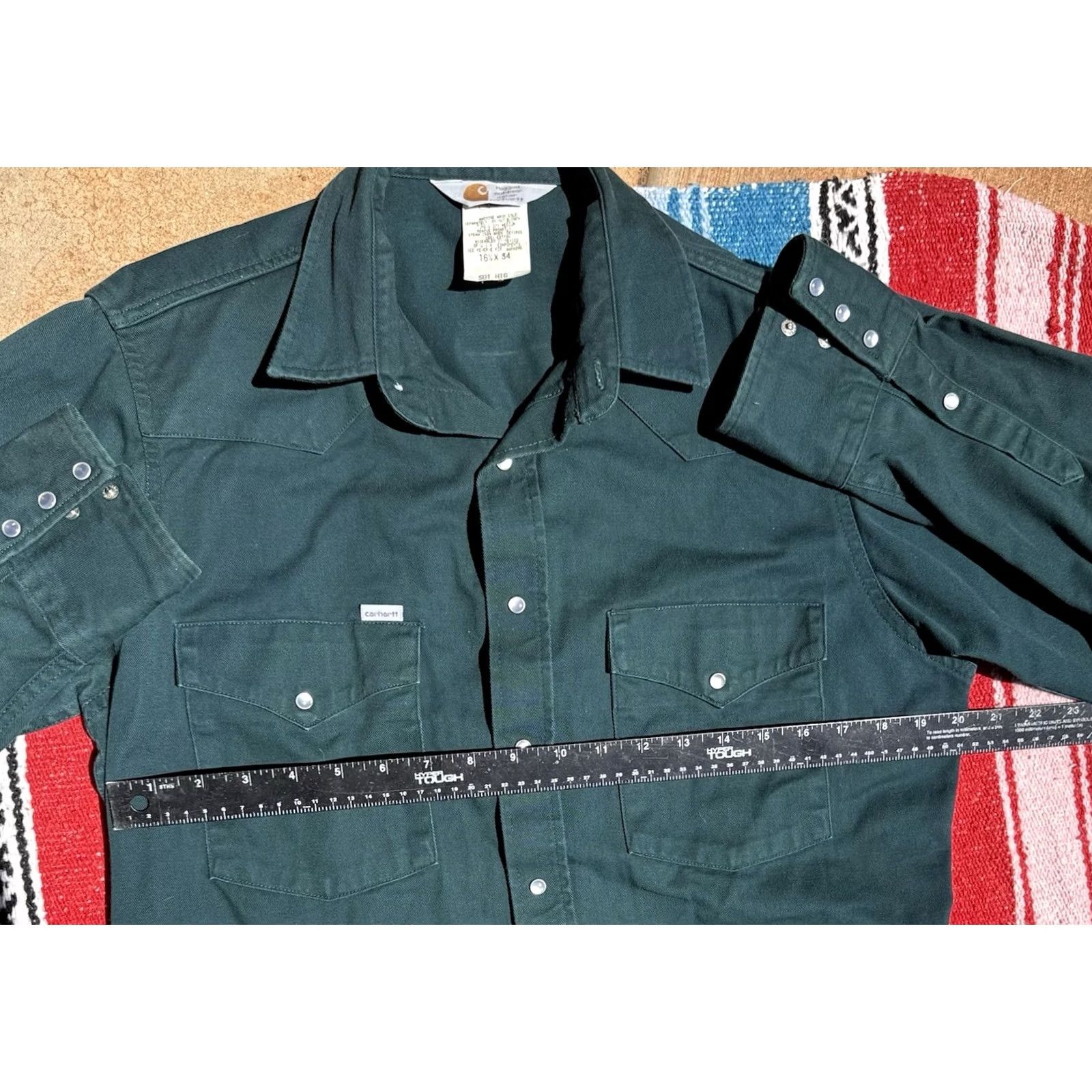 Carhartt VINTAGE Carhartt Rugged Outdoor Shirt Mens L Green Cotton Snap Front Long Sleeve Button-Up Shirt Size US L / EU 52-54 / 3 - 5 Thumbnail