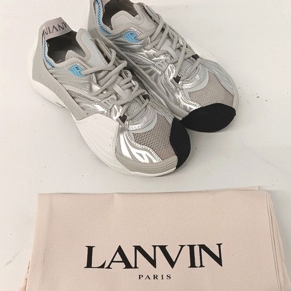 Lanvin Lanvin Flash X Silver Mesh Low-Top Sneakers - EU36/US6 Size US 6 / IT 36 - 2 Thumbnail