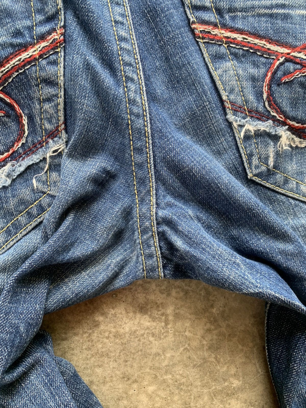 14th Addiction × If Six Was Nine × Japanese Brand Vintage Red Pepper Embroidery Bootcut Jeans Size US 33 - 15 Thumbnail