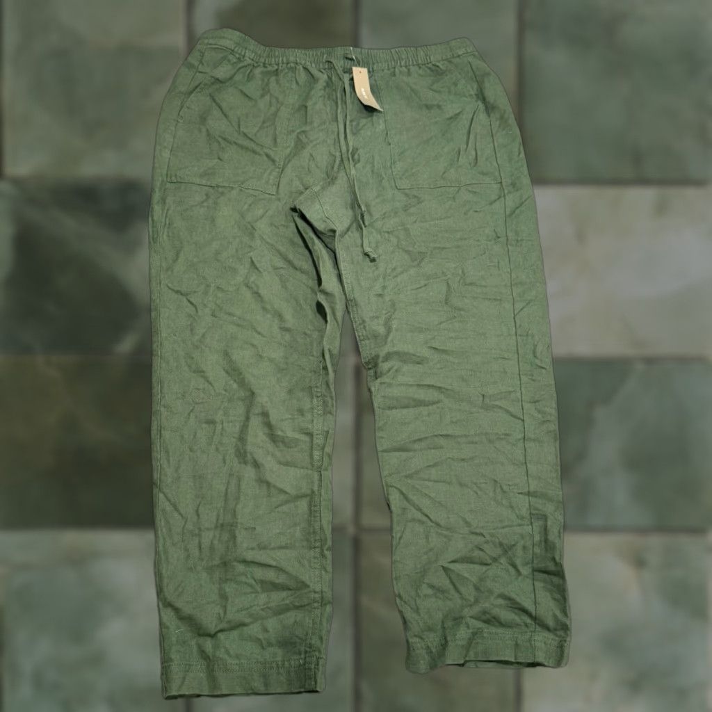 J.Crew J.CREW Seaside Pants Linen Lyocell Blend Tie Waist Green Womens Adult L 26in Inseam 35in Waist Lounge Size 36" / US 14 / IT 50 - 1 Thumbnail