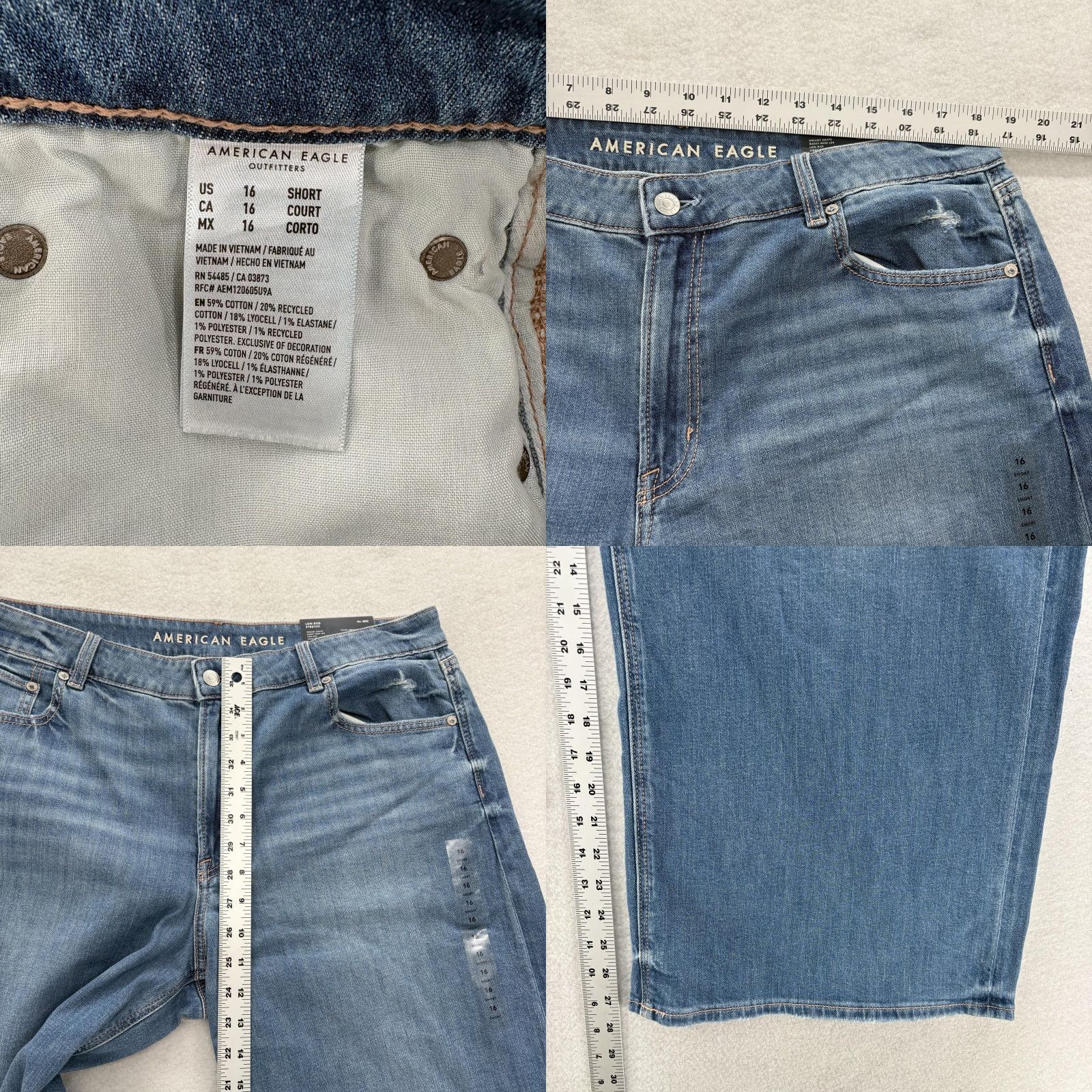 American Eagle Outfitters American Eagle Jeans 16 Short Blue Low-Rise Baggy Wide Leg Stretch Dreamy Womens Size 38" / US 16 / IT 52 - 8 Thumbnail