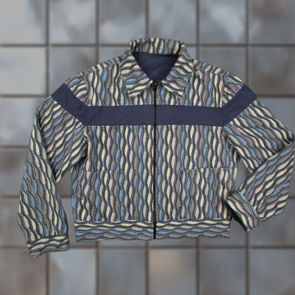 Coogi Vintage Yes Coogi Jacket Mens XL Blue Reversible Zip Up Woven Knit Pattern Coat Retro Size US XL / EU 56 / 4 - 1 Thumbnail