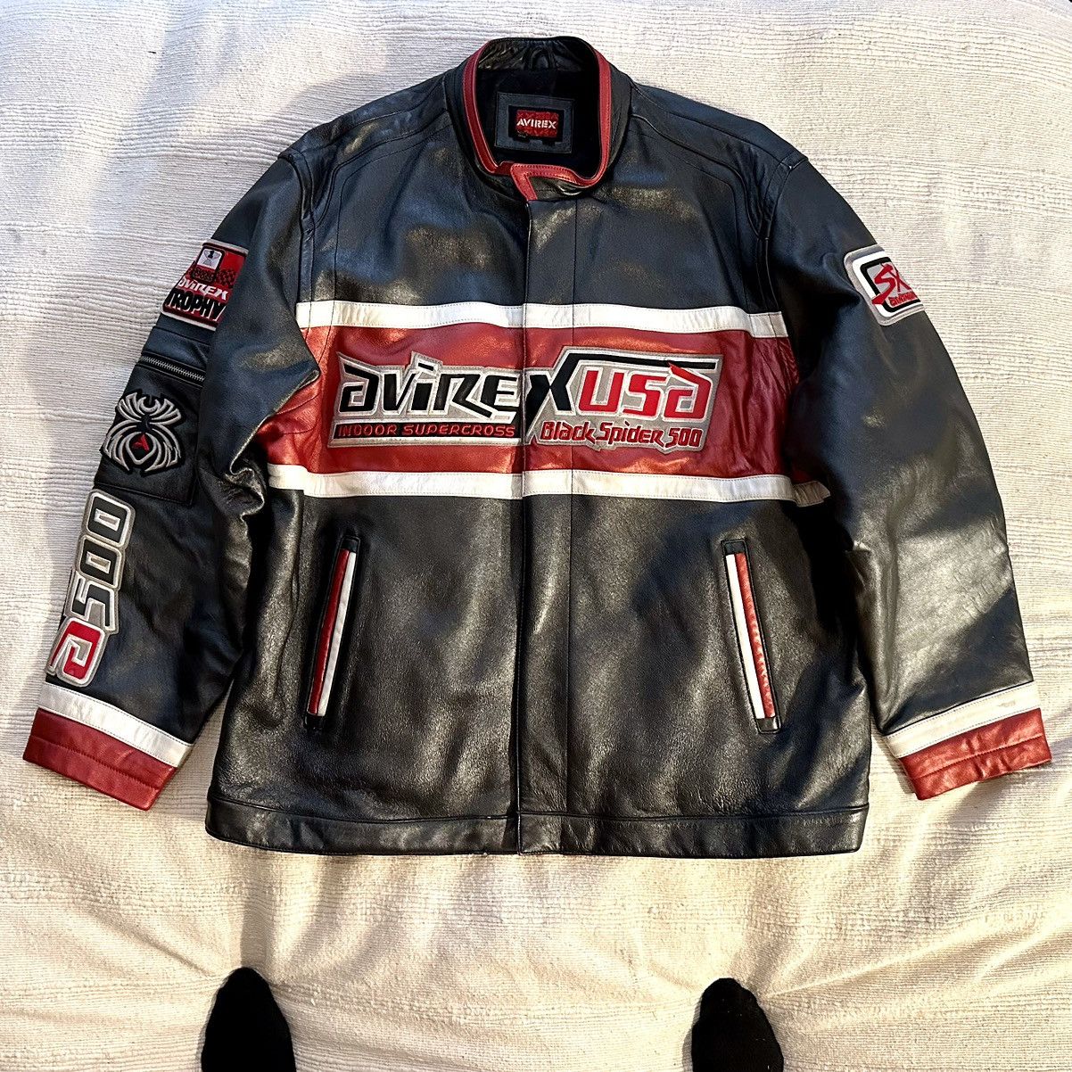 Avirex Vintage Avirex 90’s Supercross Black Spider leather jacket Size US XXL / EU 58 / 5 - 1 Thumbnail