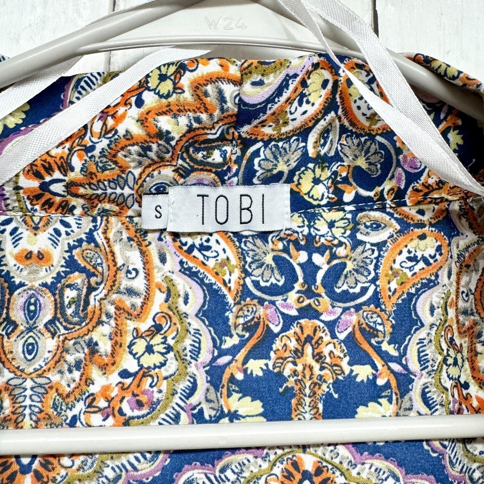 Other Tobi Sz Small Boho Top Paisley Print Kimono Lace Bell Sleeve Size S / US 4 / IT 40 - 2 Thumbnail