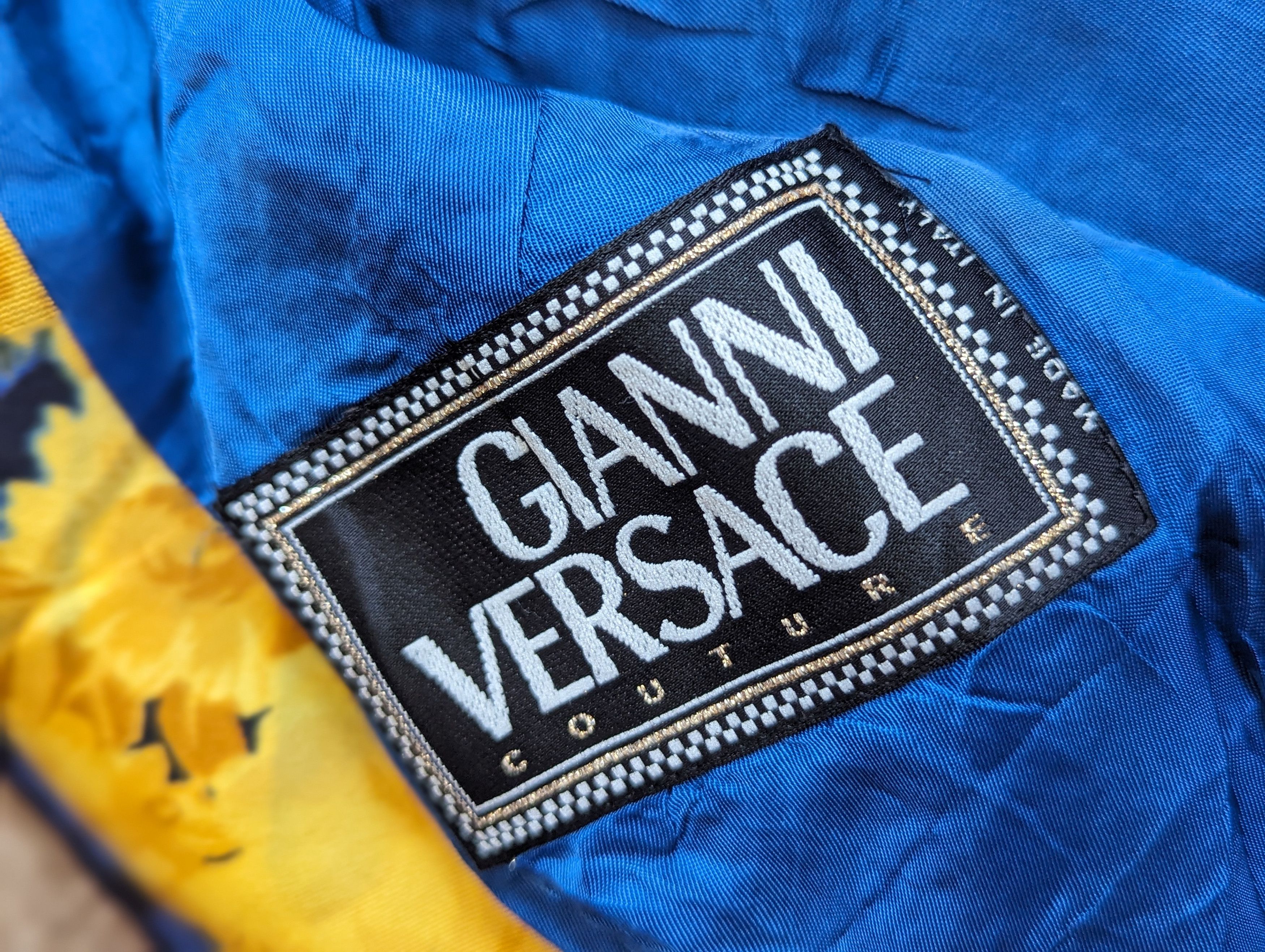 Versace Vintage 90s Gianni Versace Blue Baroque Leopard Print Jacket Size XS / US 0-2 / IT 36-38 - 16 Thumbnail
