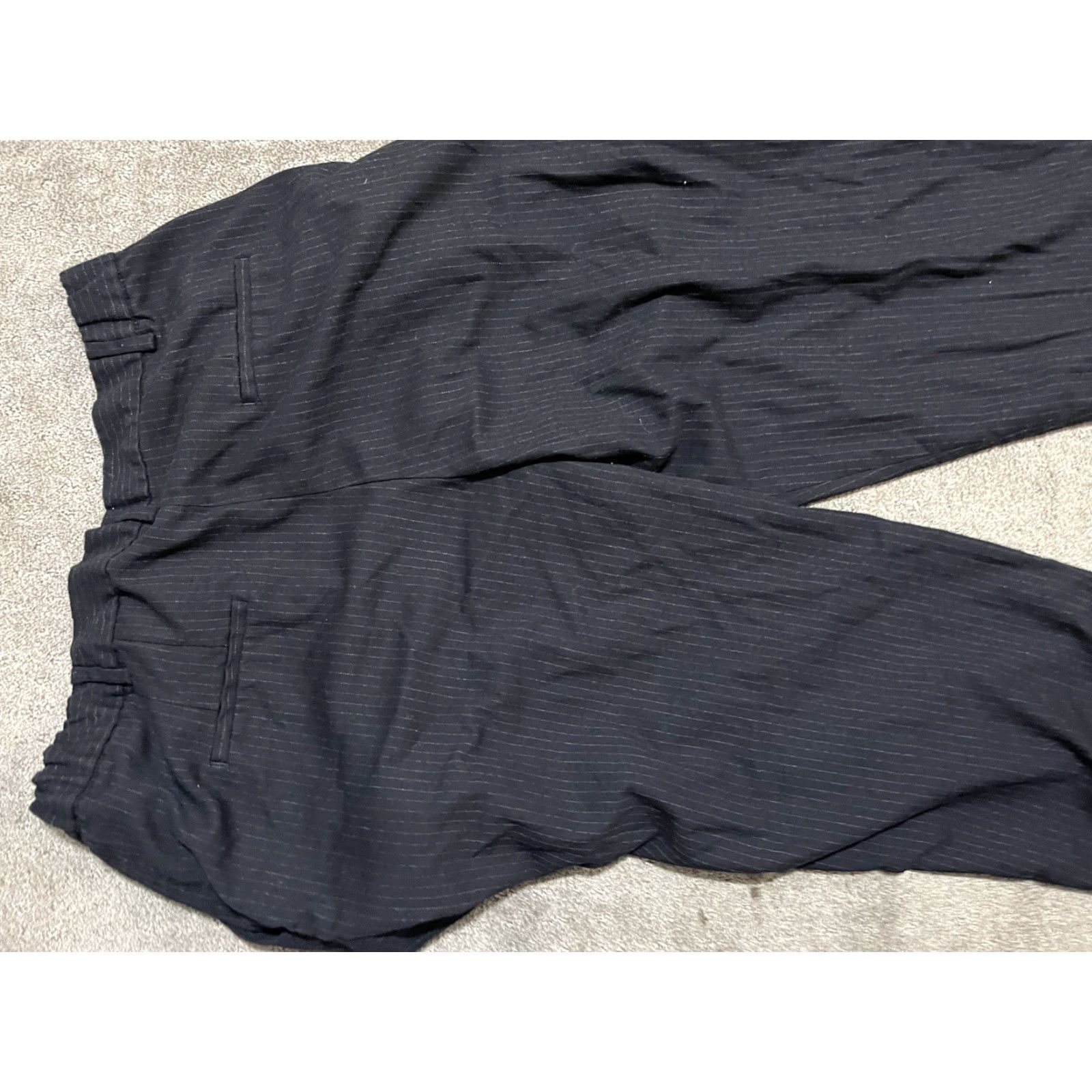 Zara VINTAGE Zara Women’s Cropped Pants Elastic Waist Black Striped Business Casual Comfort XL Size 40" / US 18 - 4 Thumbnail