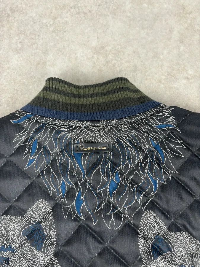Roberto Cavalli Roberto Cavalli Black Nylon Wolf Embroidered Quilted Bomber Jacket Size US M / EU 48-50 / 2 - 7 Thumbnail